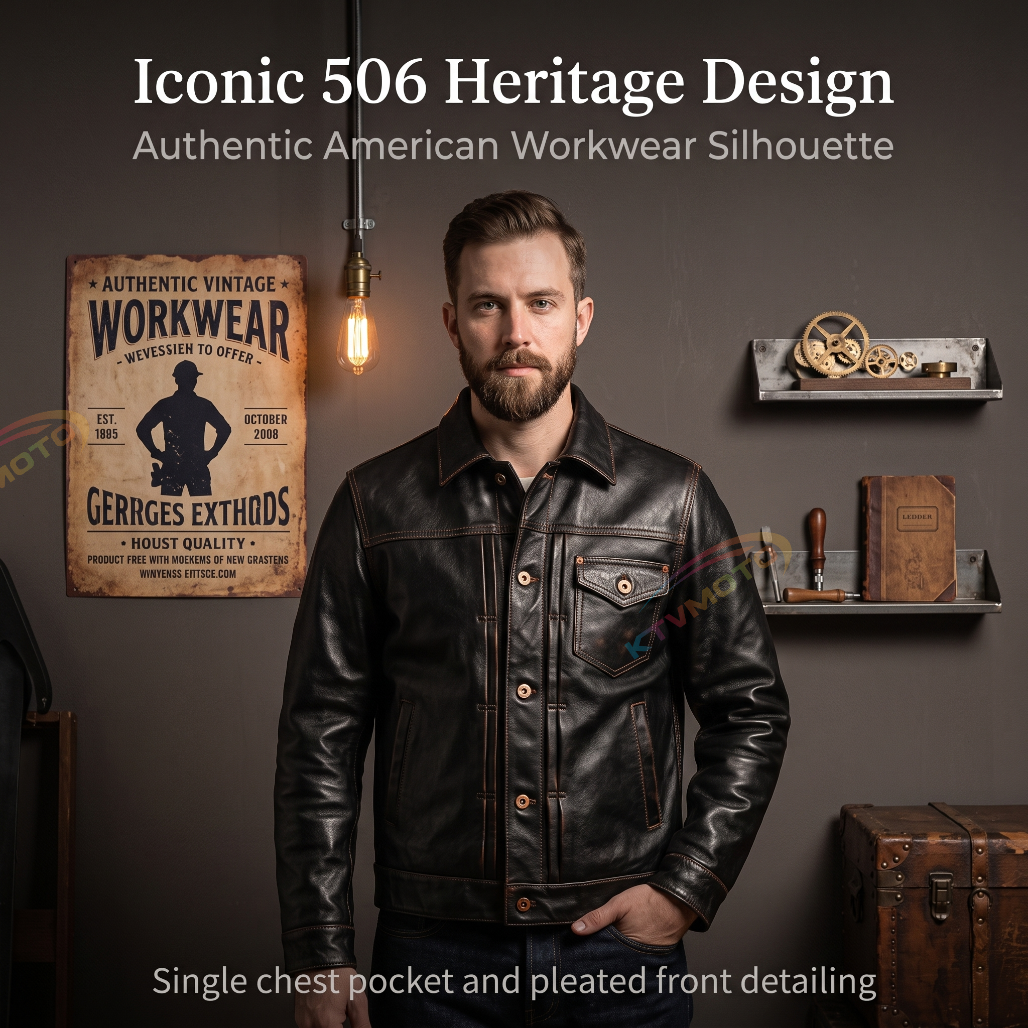 Japanese retro casual leather jacket-A05