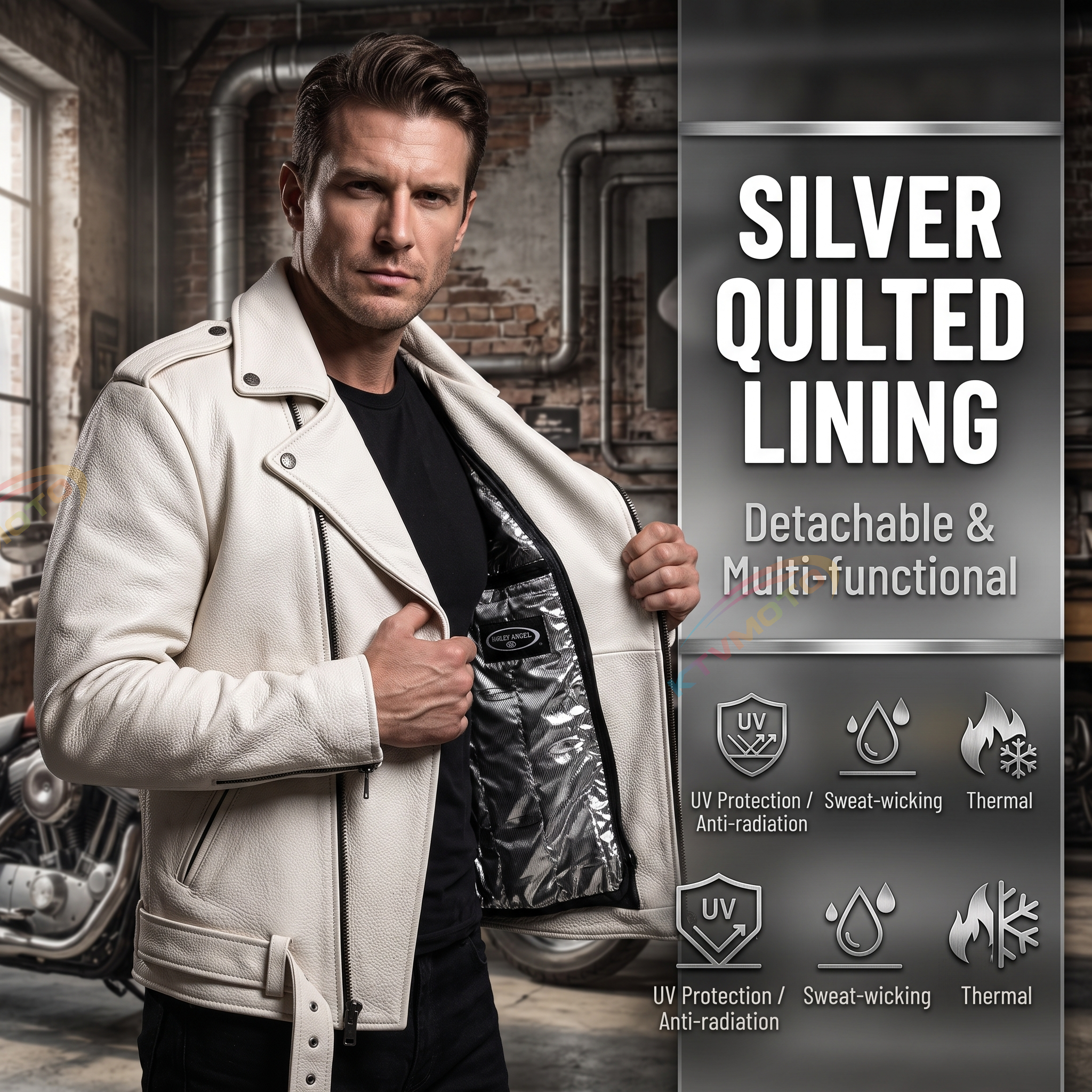 White casual genuine cowhide jacket-A28