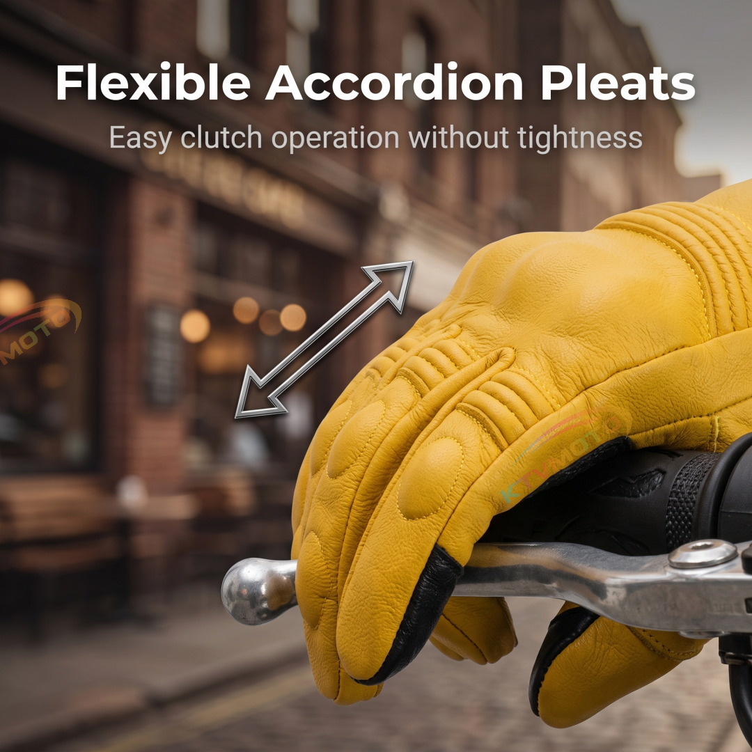 Genuine leather retro cruiser motorcycle gloves for all seasons-G95