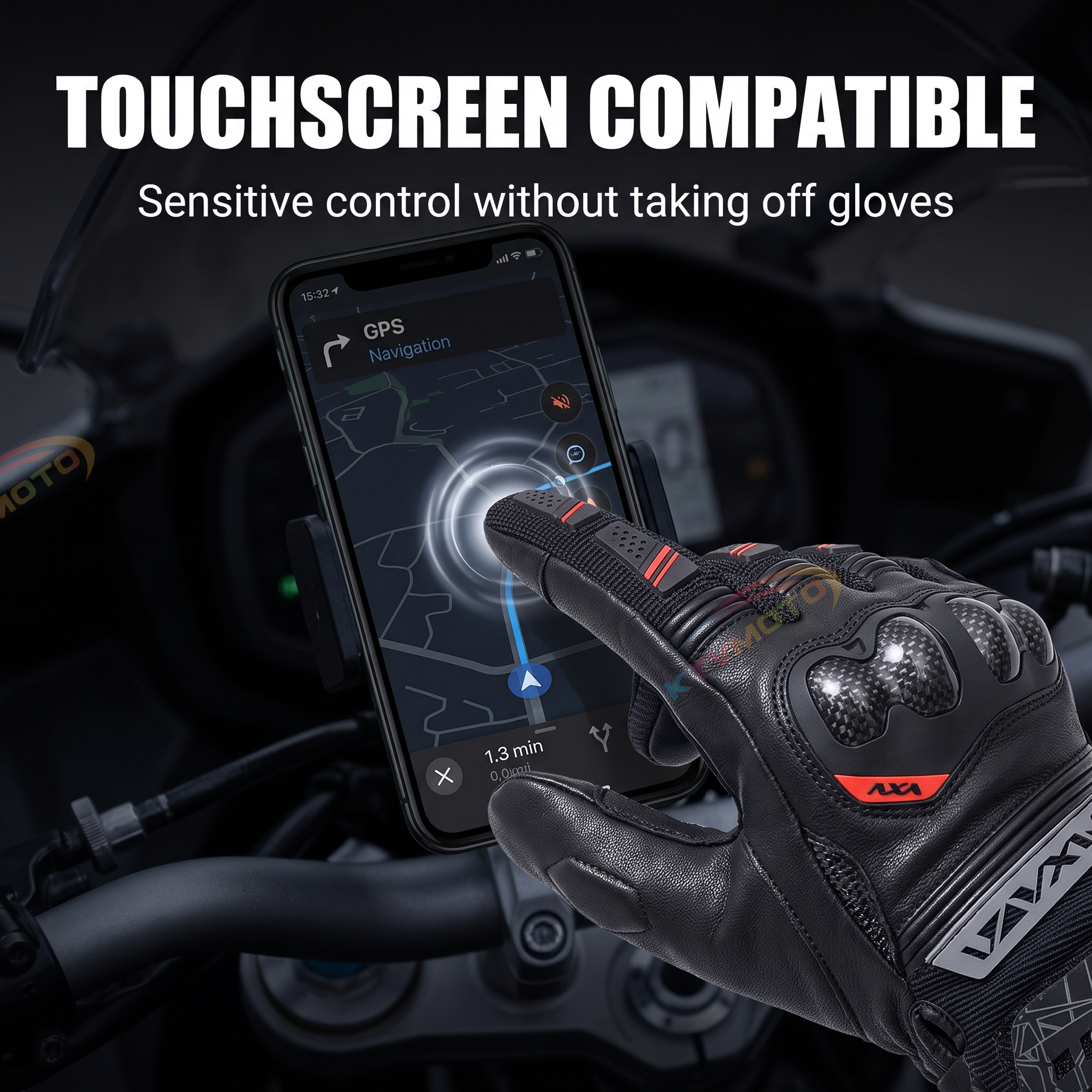 Motorcycle gloves with carbon fiber touchscreen thickened-G80