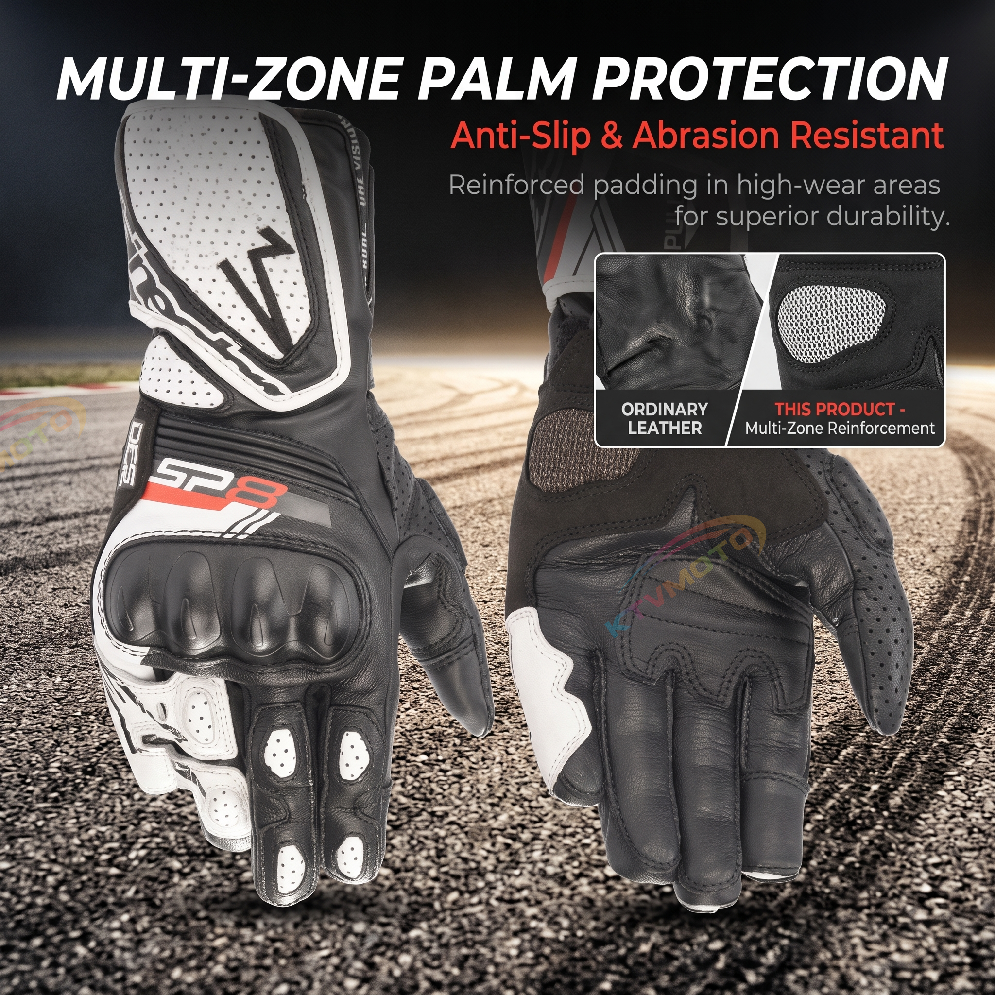 Motorcycle riding gloves made of breathable sheepskin-G86