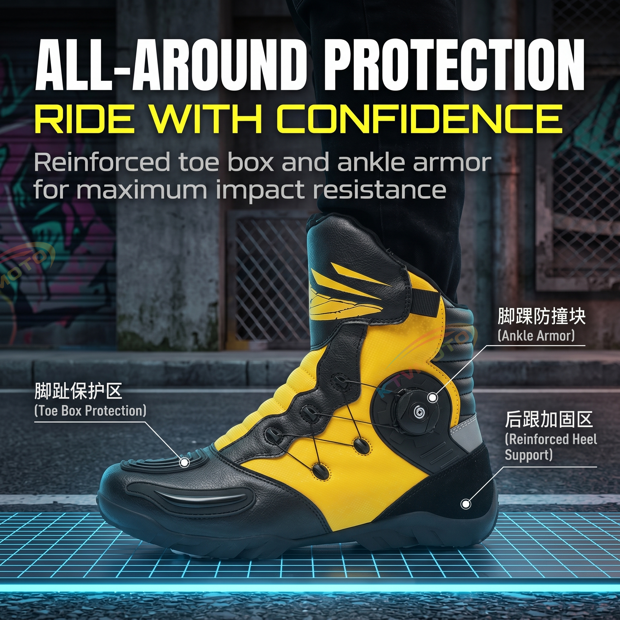 High-top motorcycle riding boots-K134