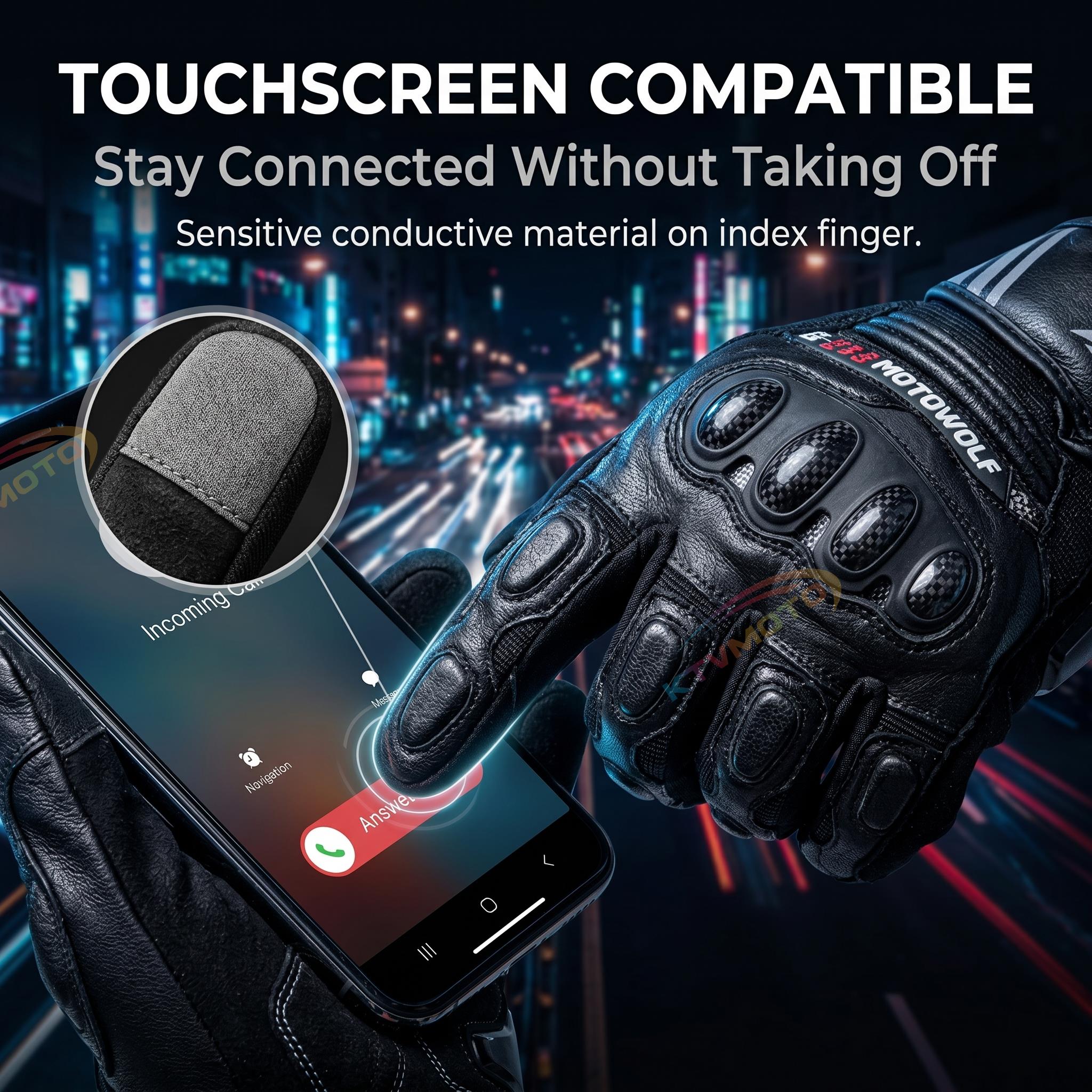 Breathable genuine leather touchscreen gloves-G71