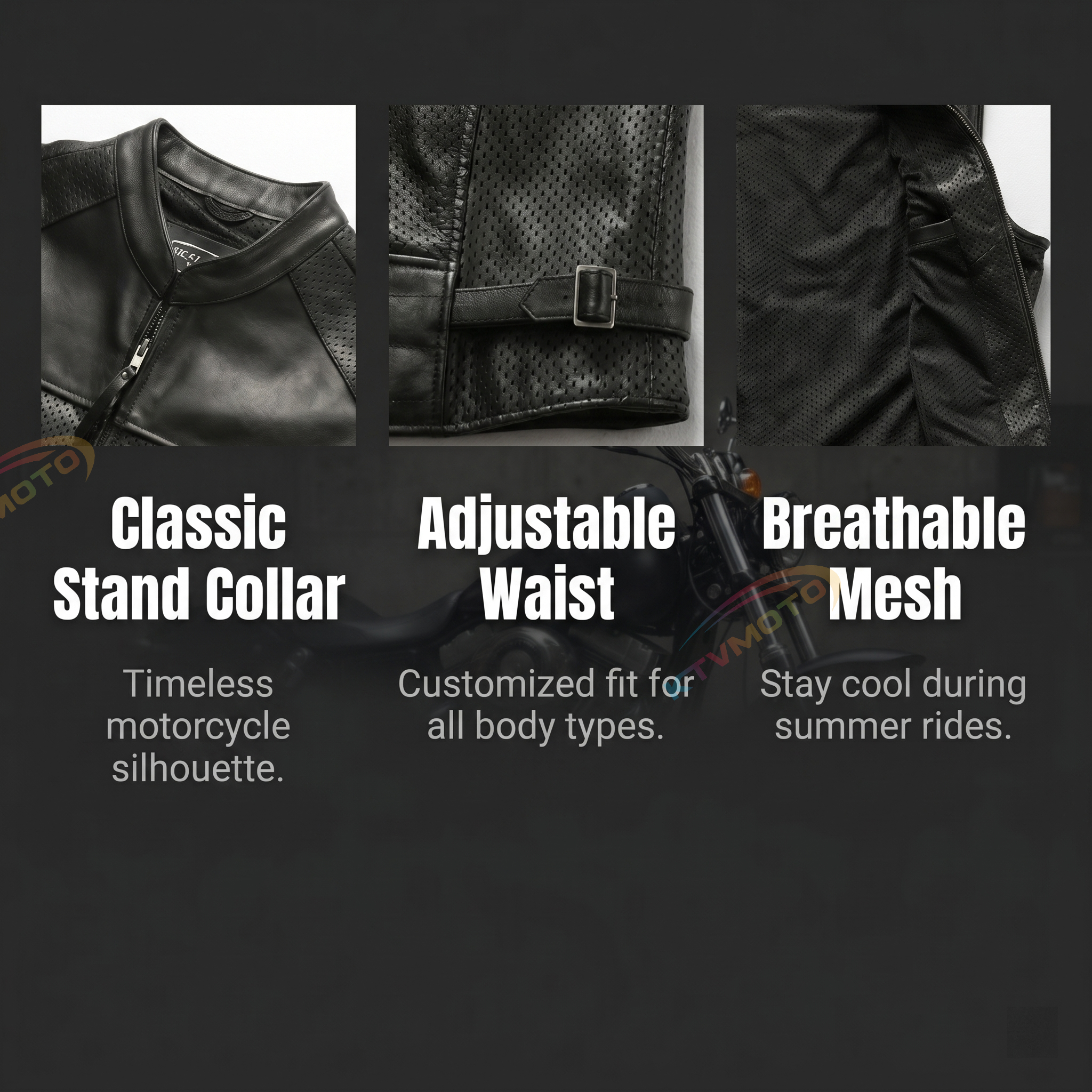 Harley Breathable Summer Mesh Leather Vest-A38