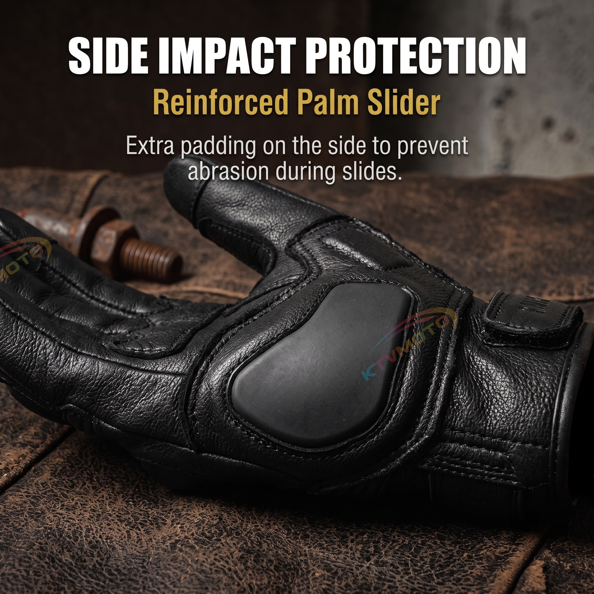 Genuine leather retro motorcycle riding gloves-G89