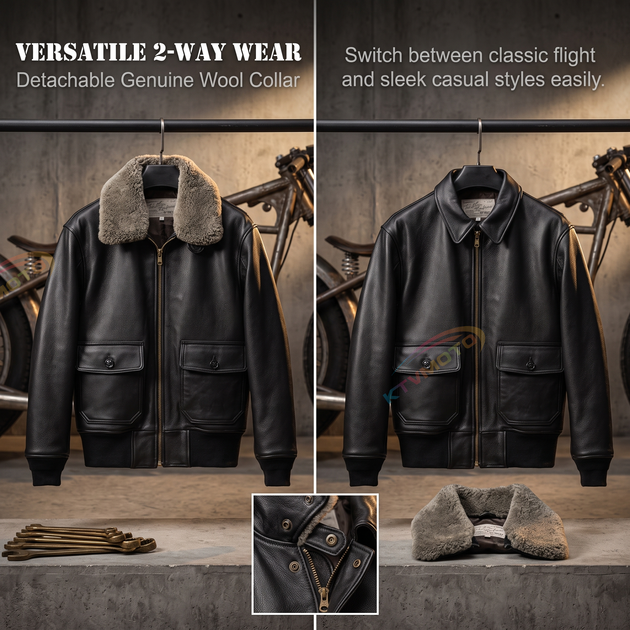 Air flight suit thick goatskin jacket-A14