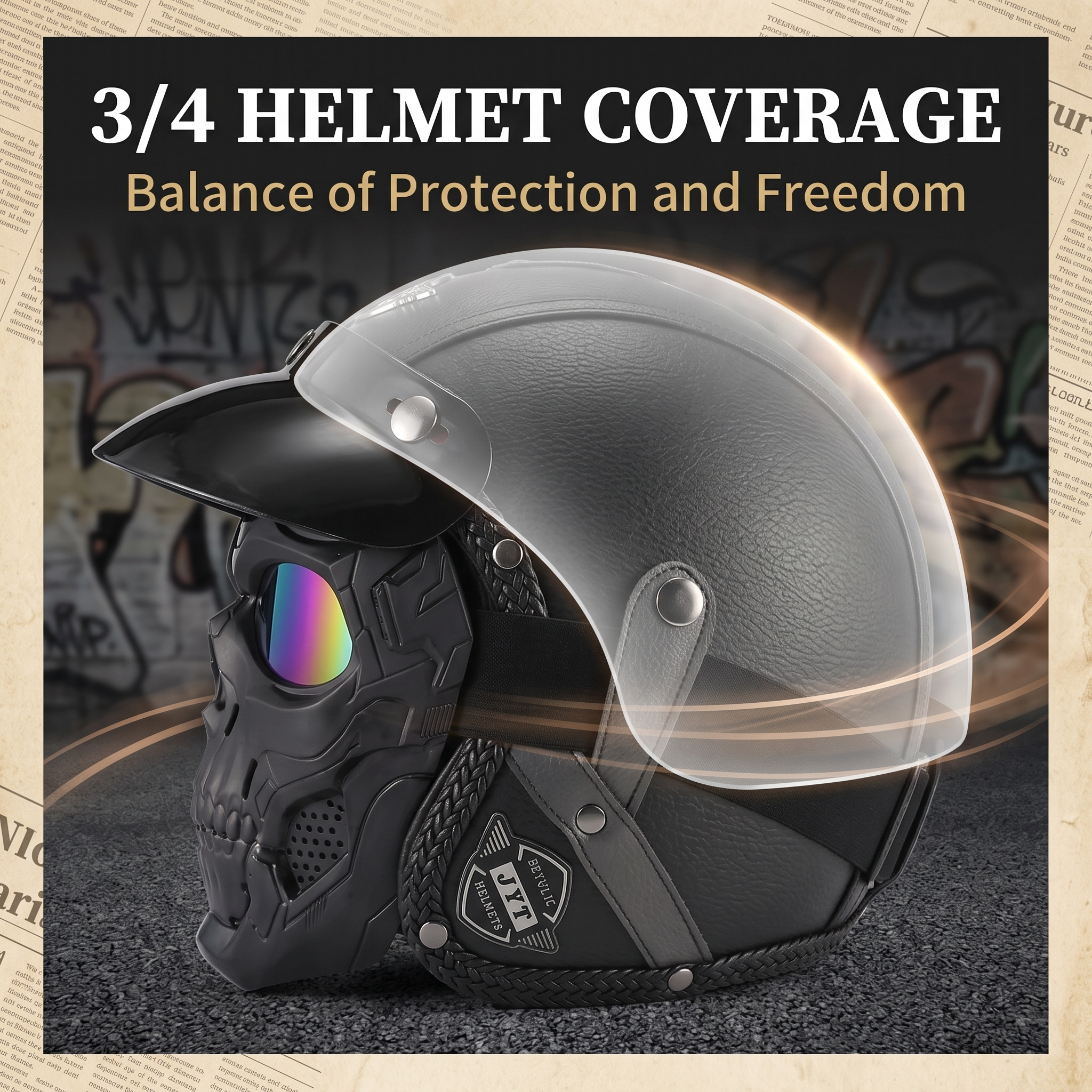 Retro jet motorcycle 3/4 riding helmet-I146