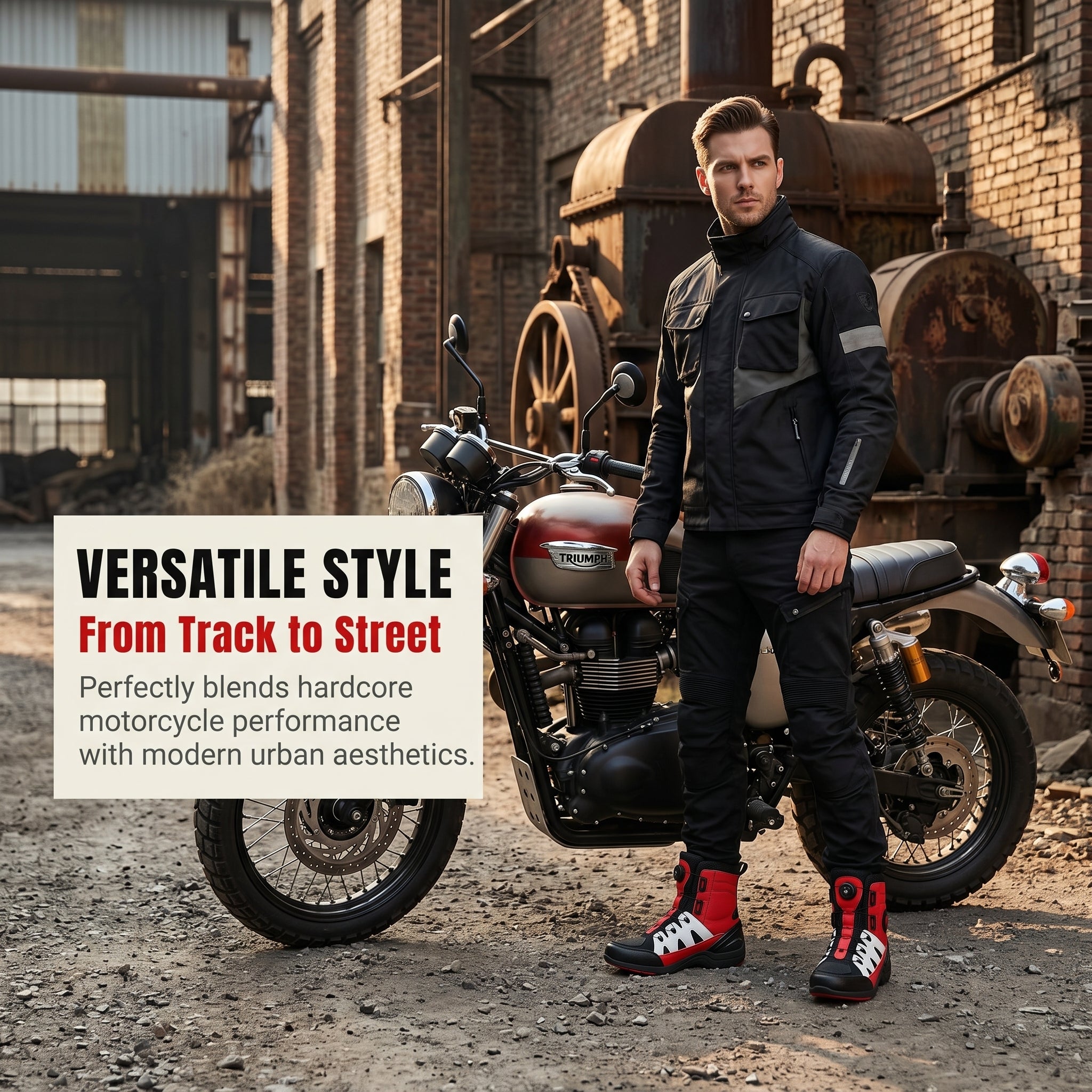 Retro high-top motorcycle off-road shoes-K81