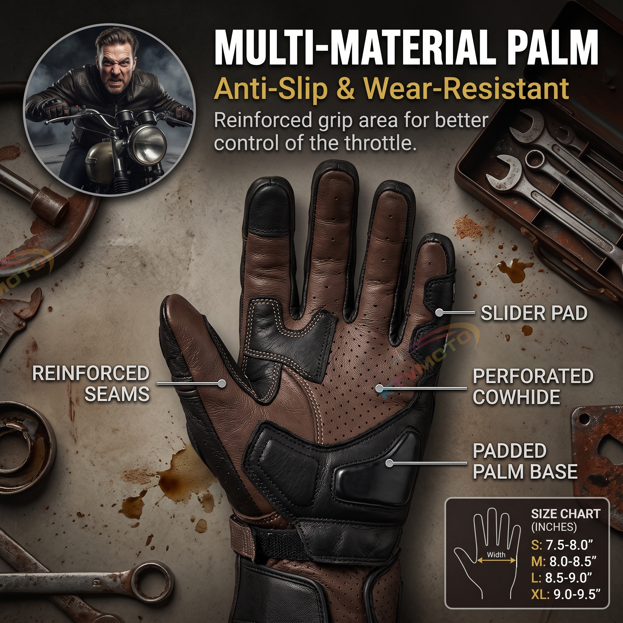 Motorcycle Riding Gloves Genuine Leather Breathable Touchscreen Drop-proof-G92