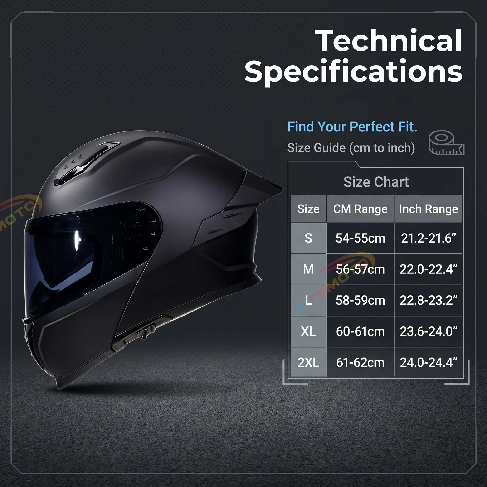 Flip-Up Modular Motorcycle Helmet — Dual Visors-I88