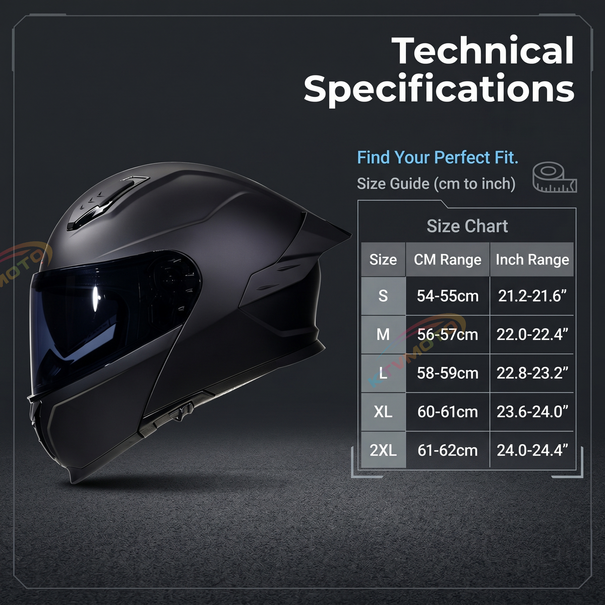 Flip-Up Modular Motorcycle Helmet — Dual Visors-I88