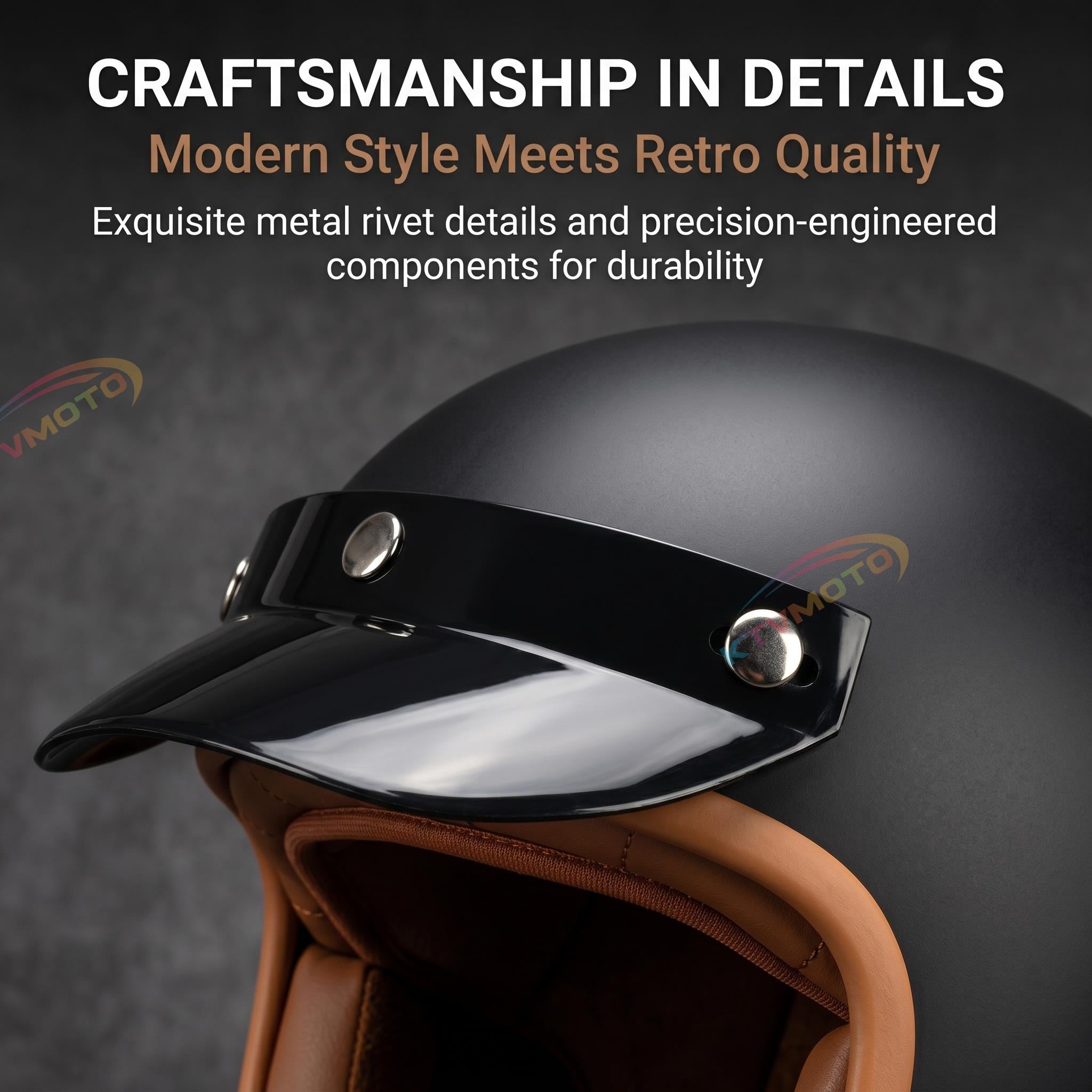 Retro motorcycle open helmet-I20