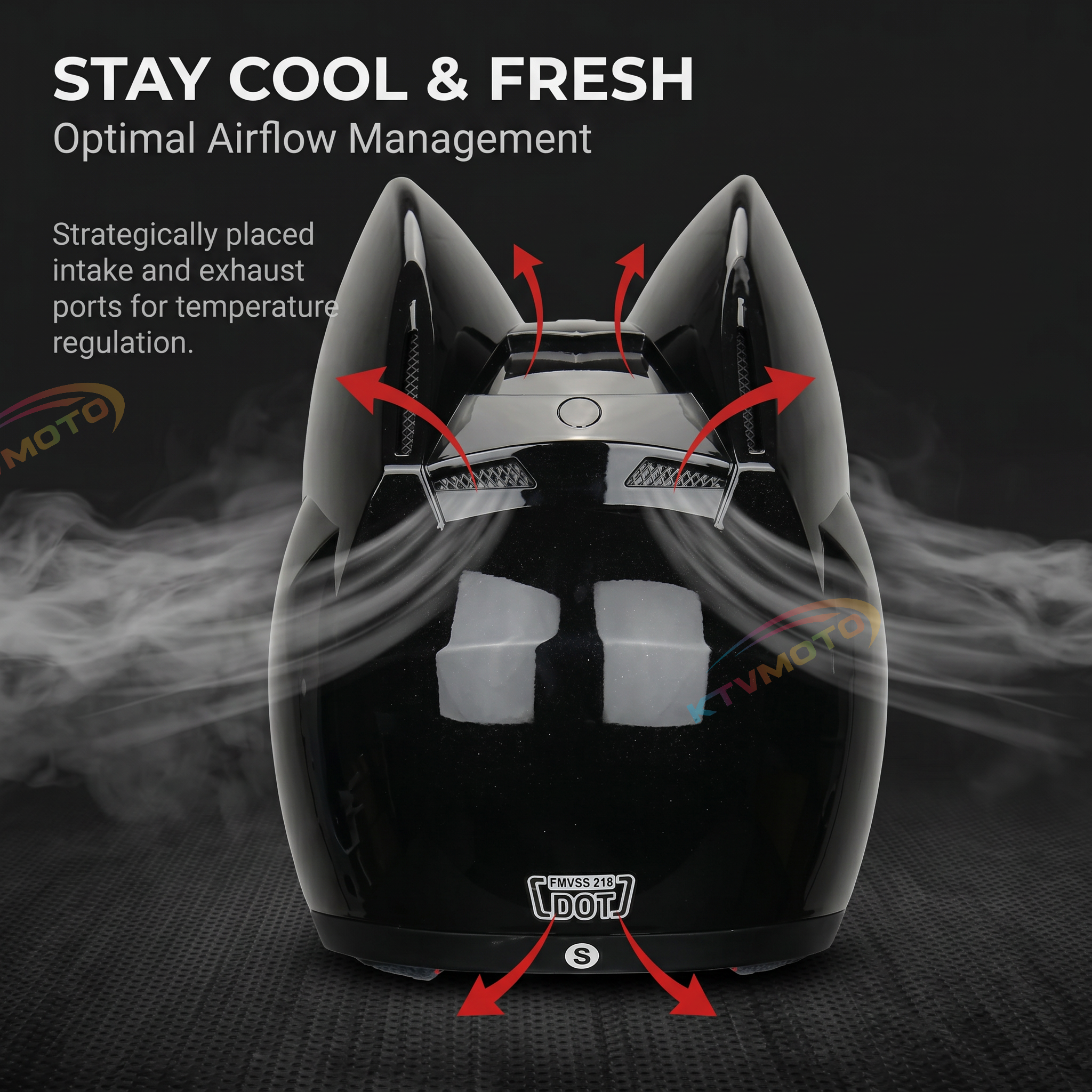 DOT certified cat ear full-face motorcycle helmet-I02