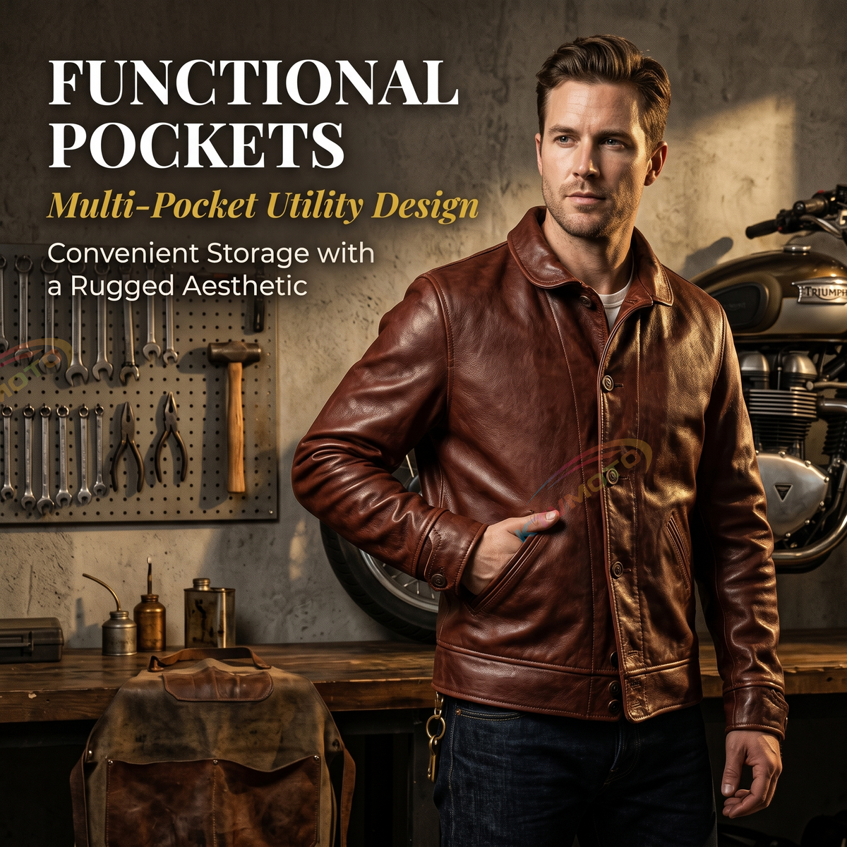 Einstein same style leather jacket genuine leather-A22