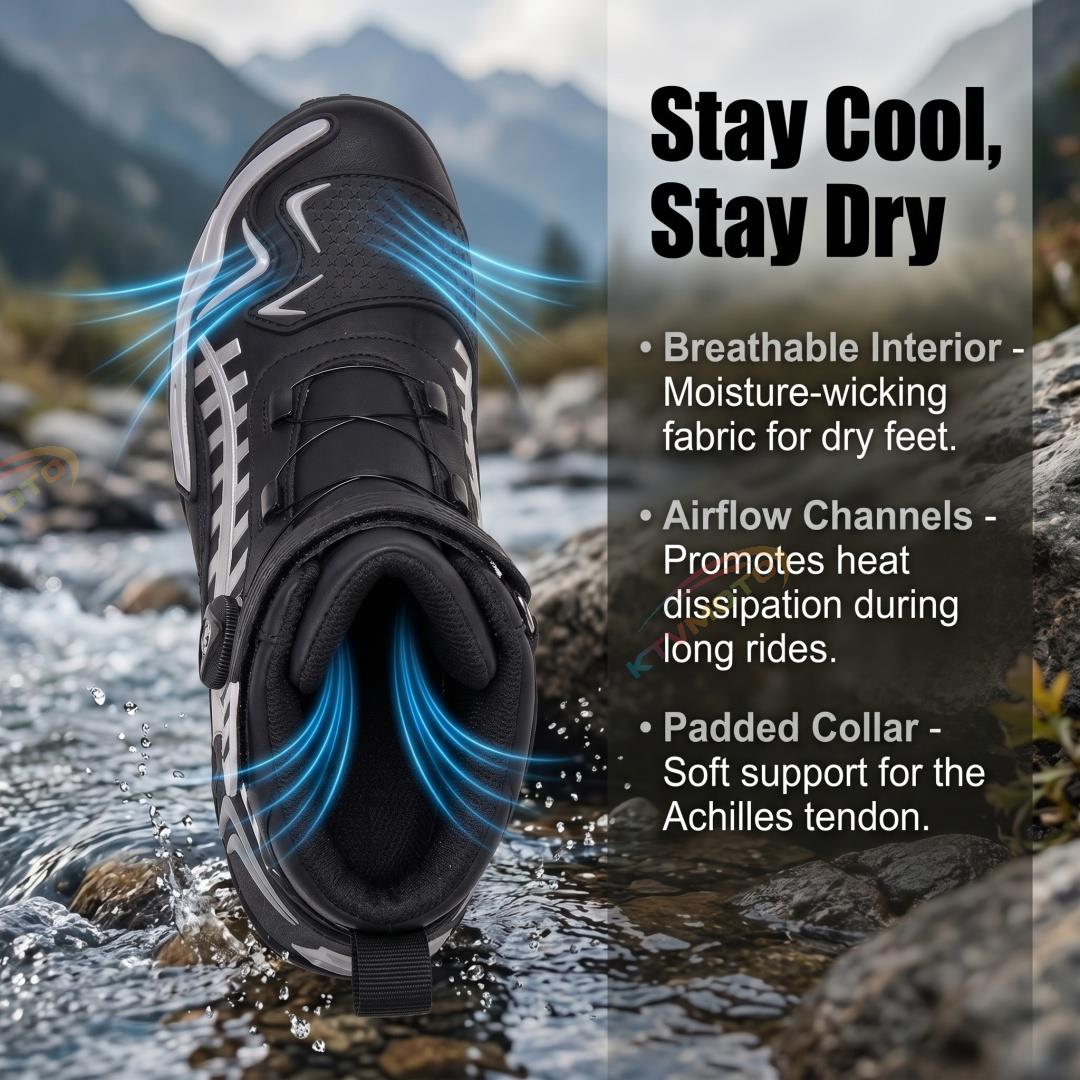 Waterproof Motorcycle Riding Boots with Knob System-K47