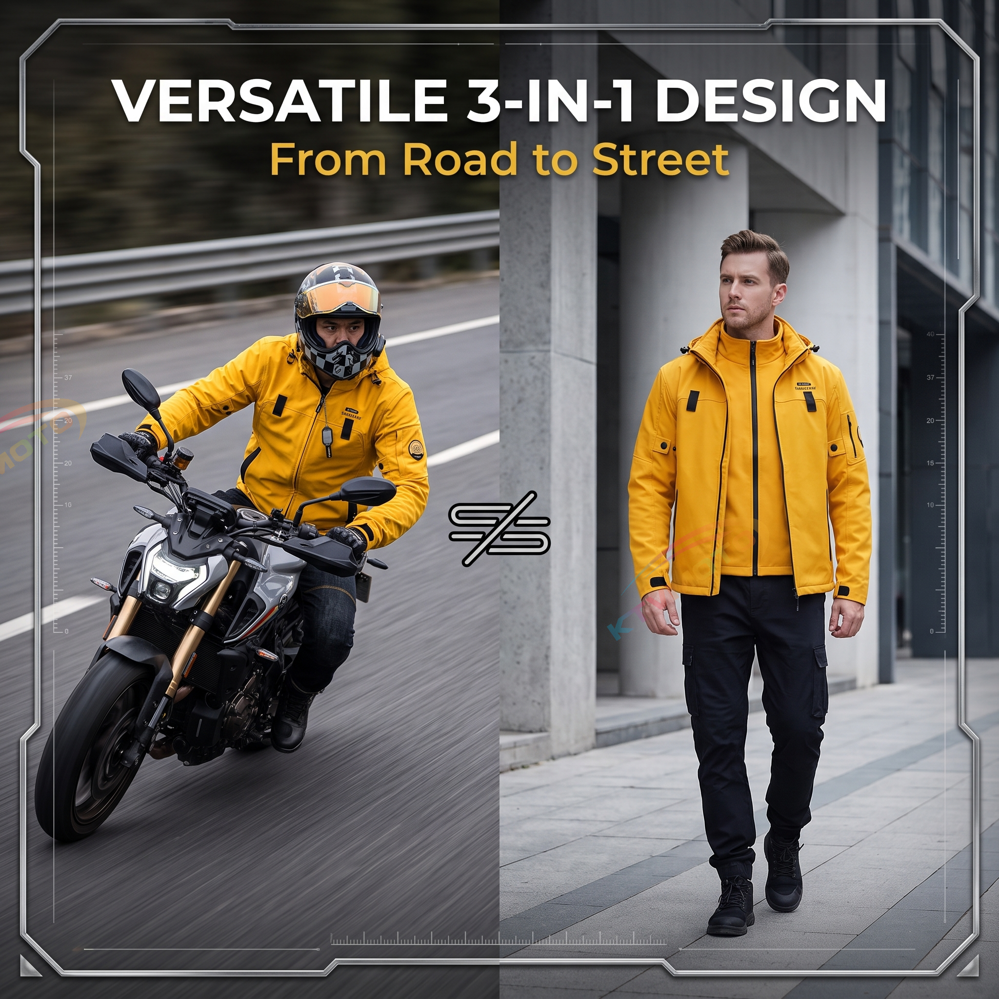 Windproof motorcycle riding suit (3-in-1)-J64