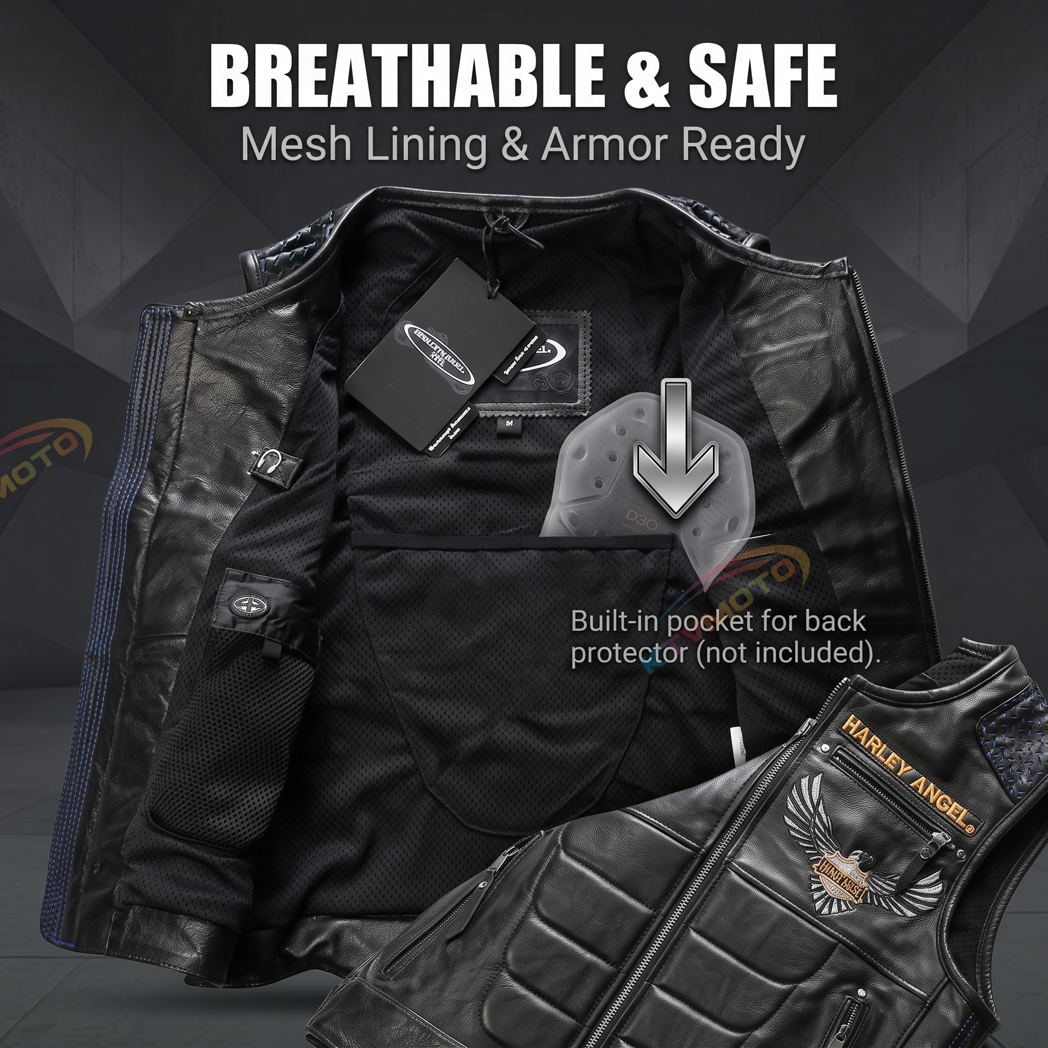 Abs Blocking Harley Summer Rock Leather Vest - A30