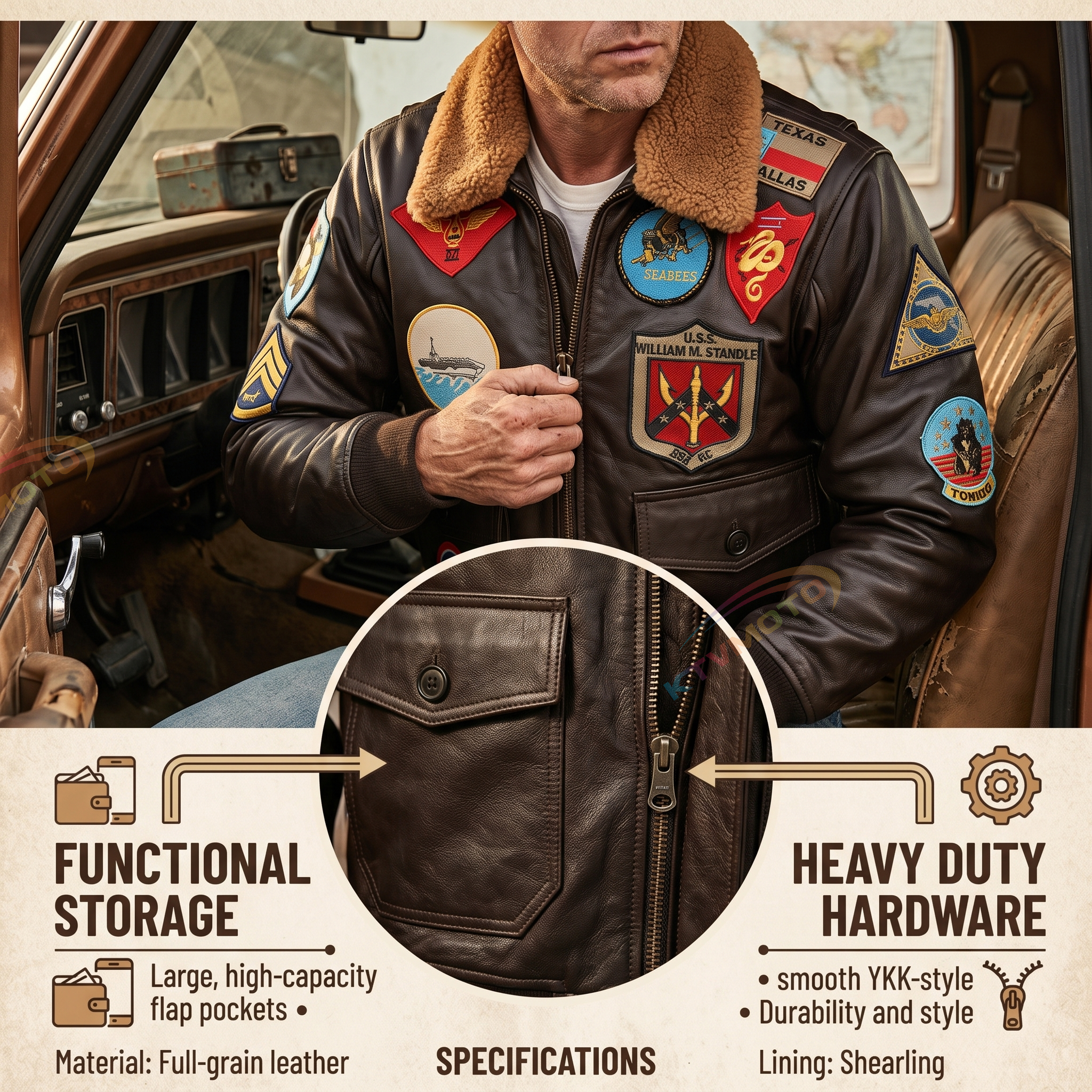G1 flying cowhide jacket genuine leather casual jacket-A2