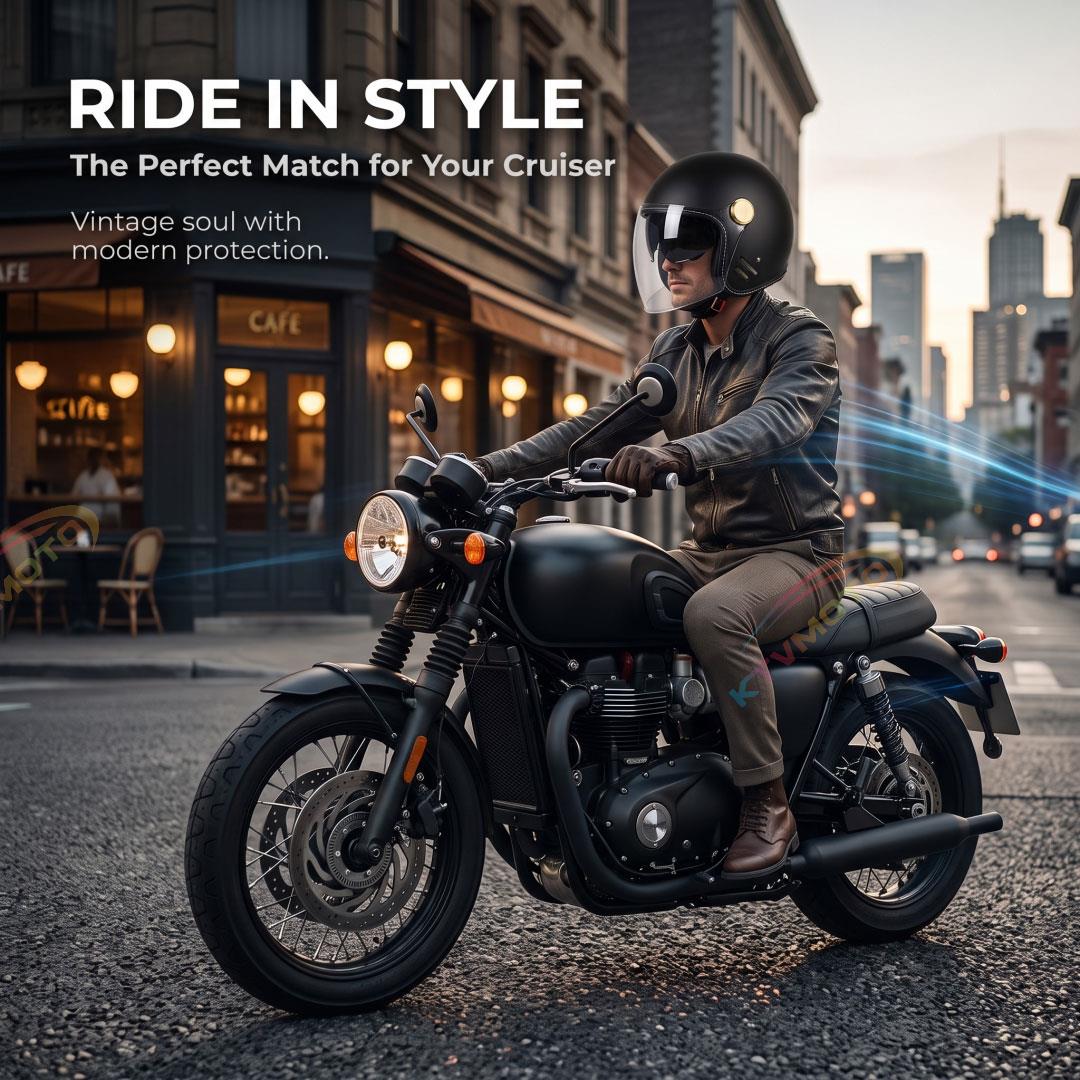 Minimalist Retro Dual-Visor Motorcycle Helmet-I134