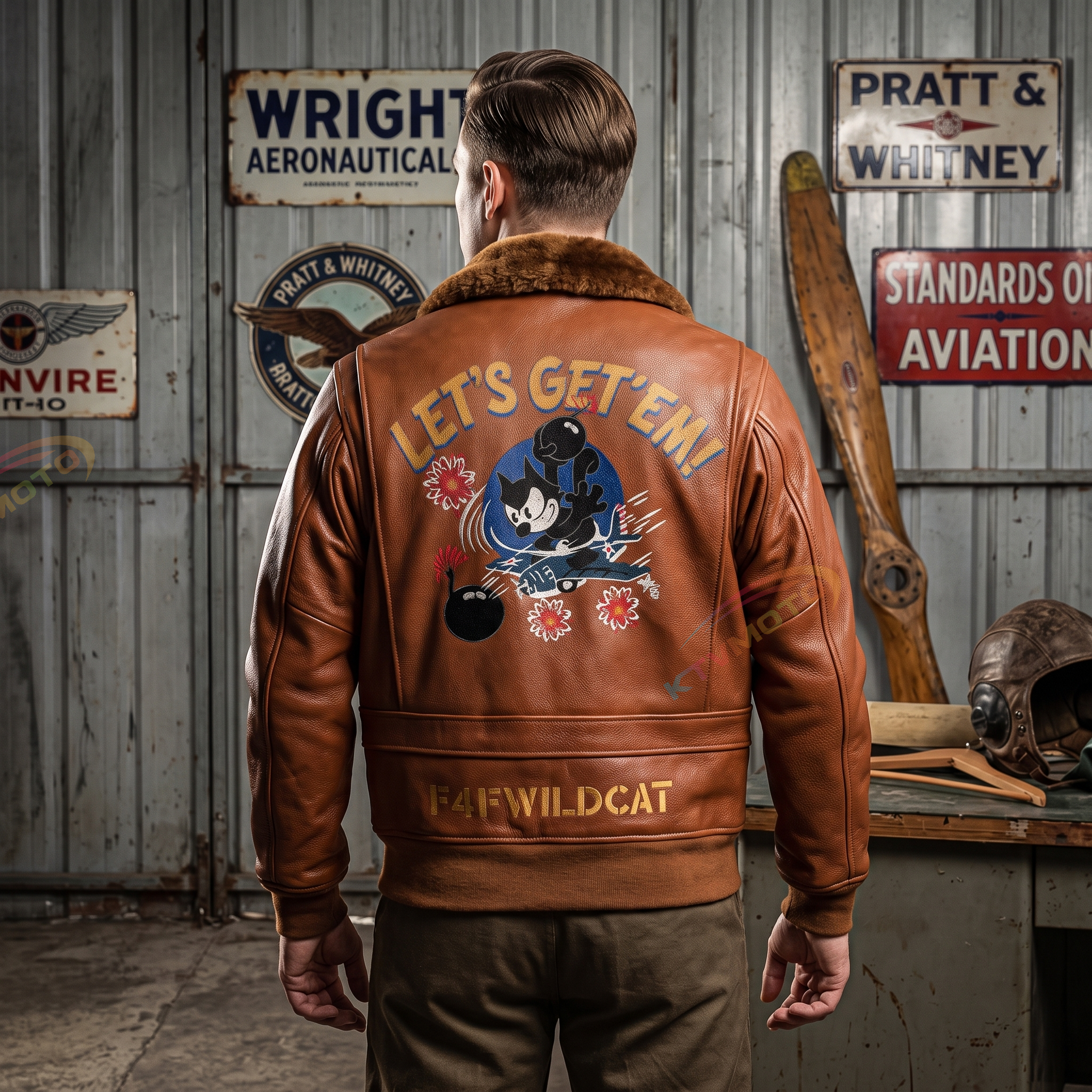 Men's sea and air pilot leather jacket-A03