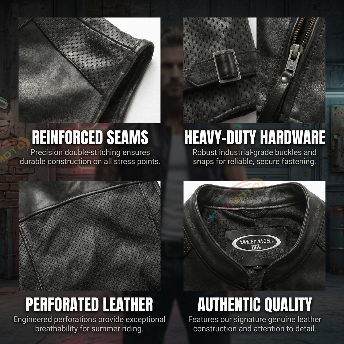 Harley Breathable Summer Mesh Leather Vest-A38
