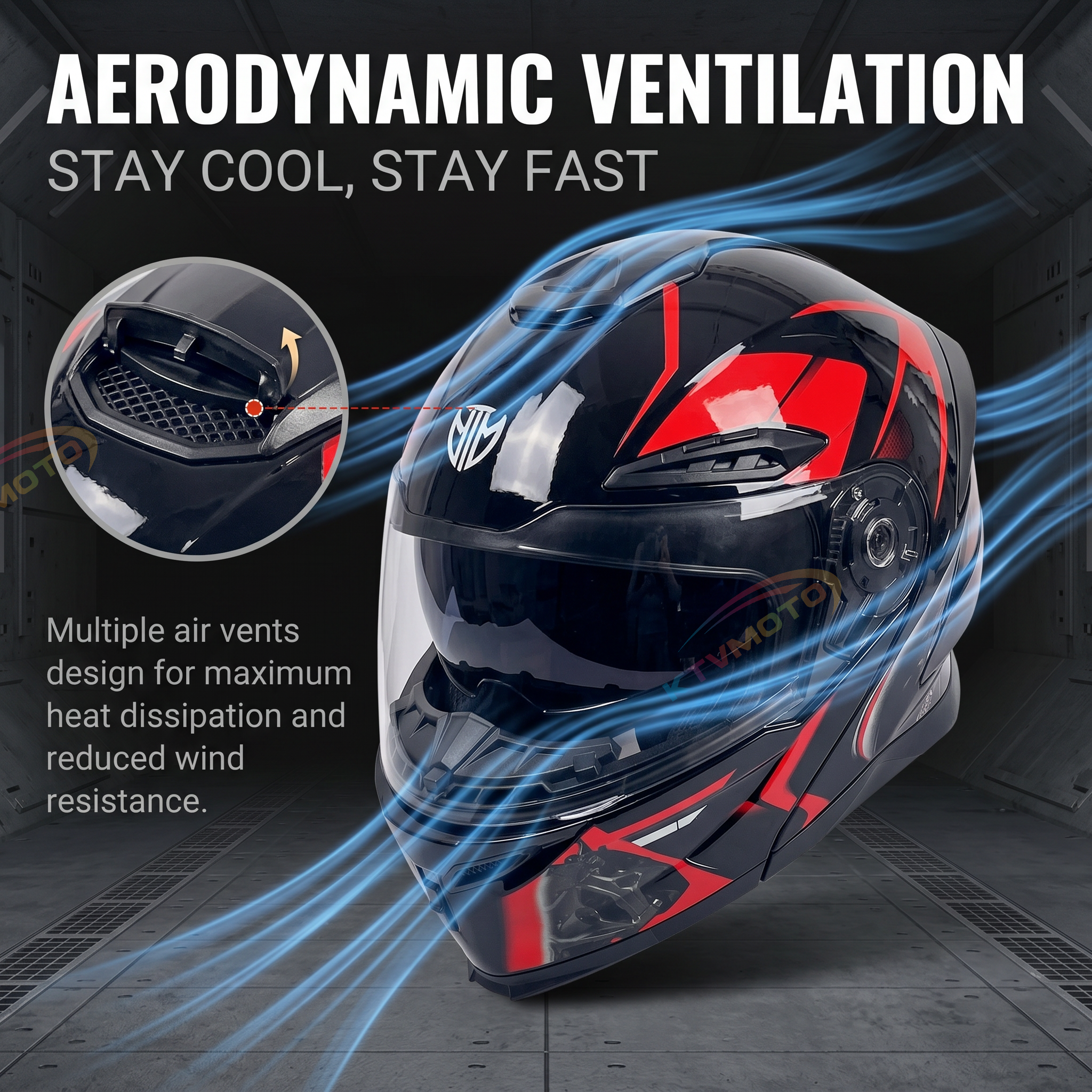 Flip-top motorcycle helmet, dual-lens full-face helmet-I65