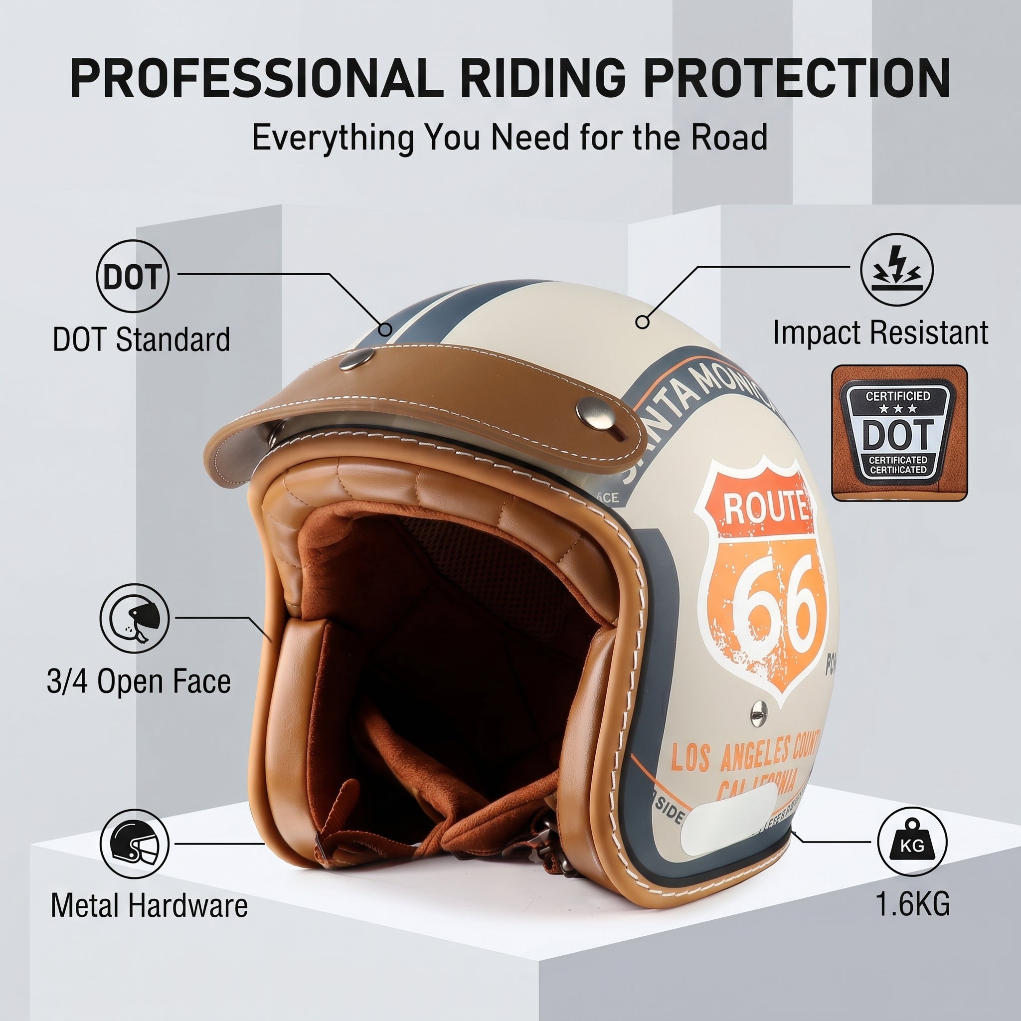 Retro Motorcycle Protective Helmet Shockproof DOT-I09