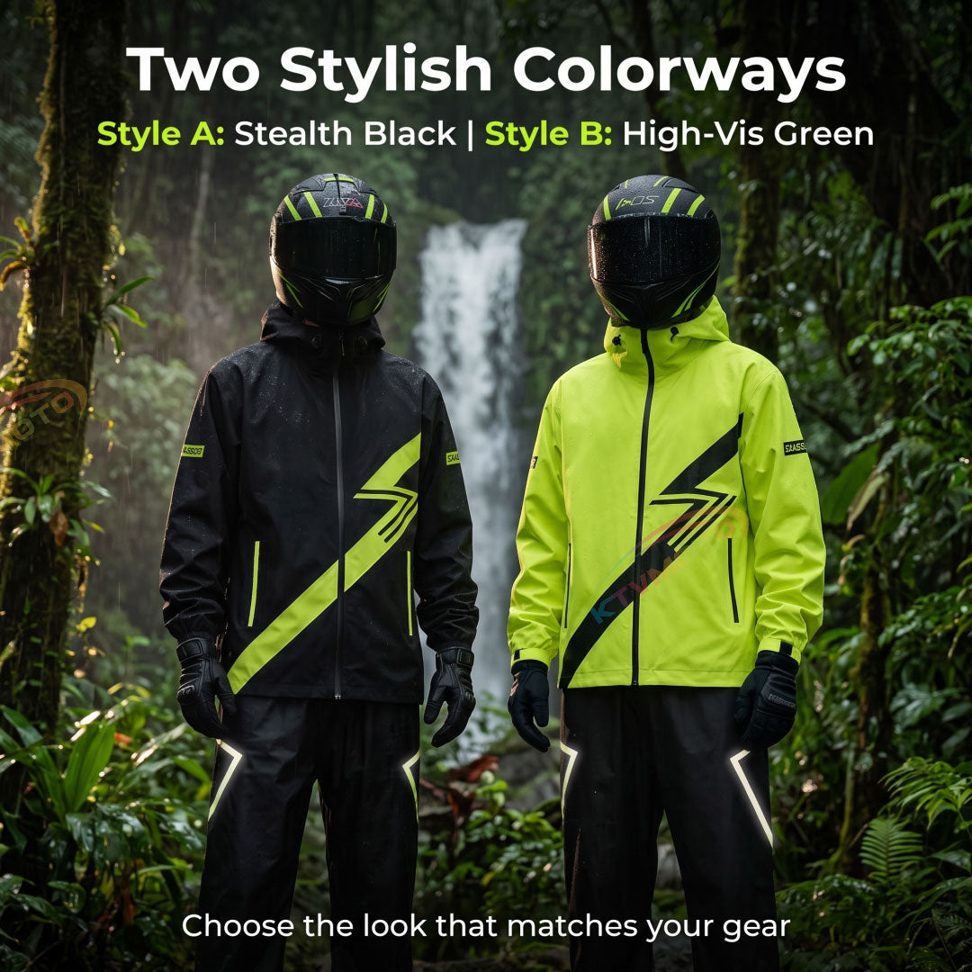 Full-body two-piece motorcycle rain suit-C14