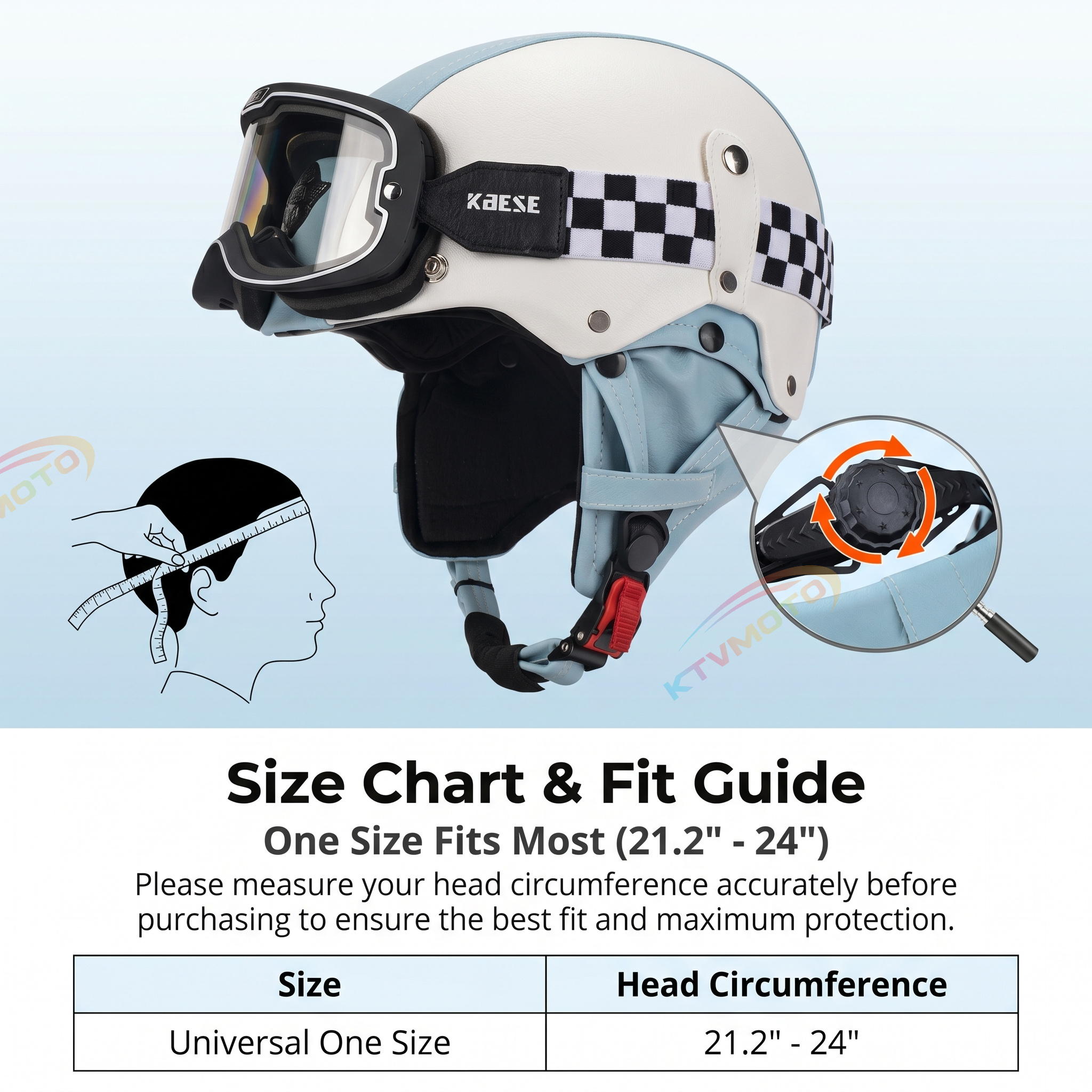 Retro open-face motorcycle helmet with goggles-I103