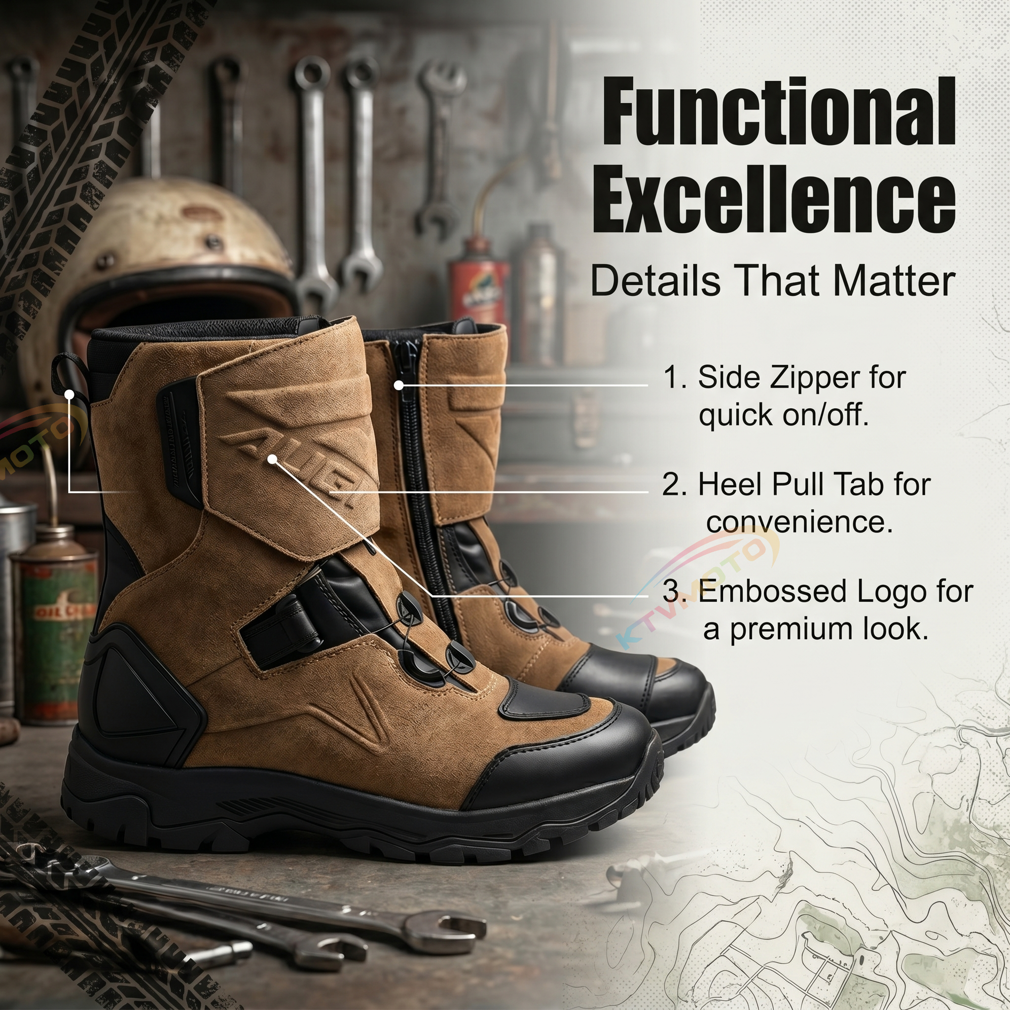 Leather Motorcycle Riding Boots-K100