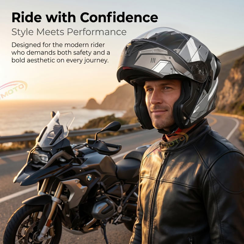 Dual-lens flip-up full-face helmet-I96