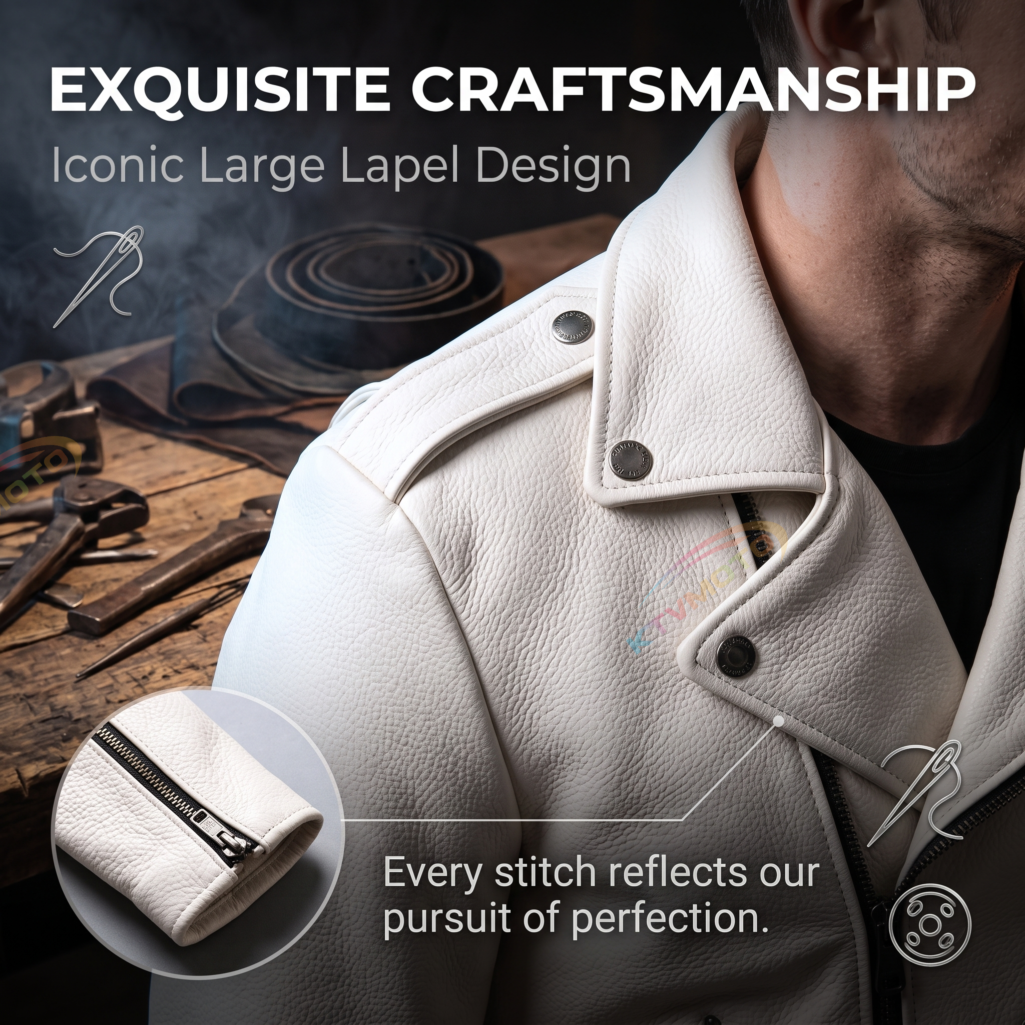White casual genuine cowhide jacket-A28