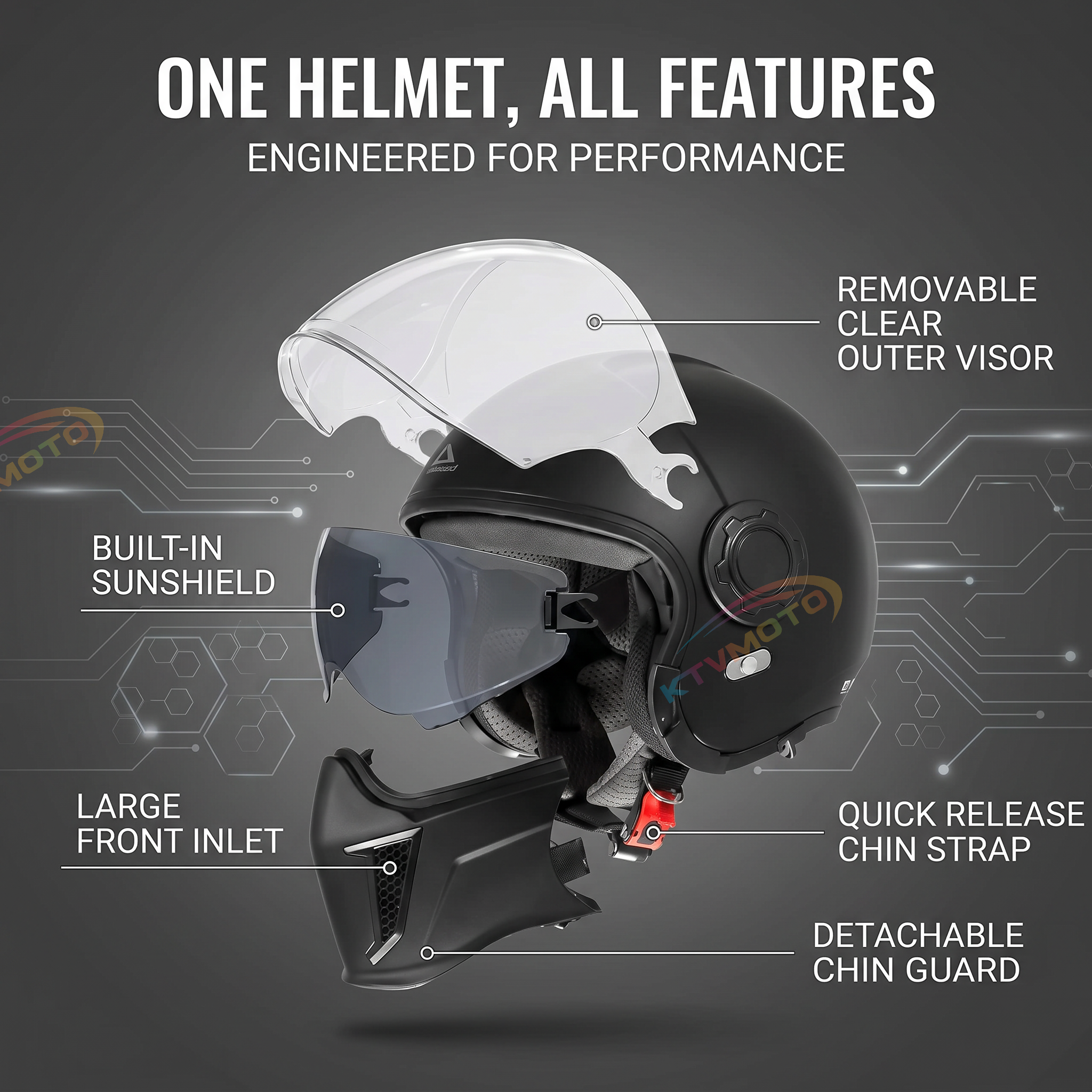 3-in-1 Modular Motorcycle Helmet- I01