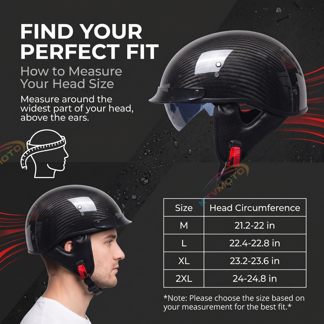 Half-helmet with retro carbon fiber texture and retractable sun visor-I136