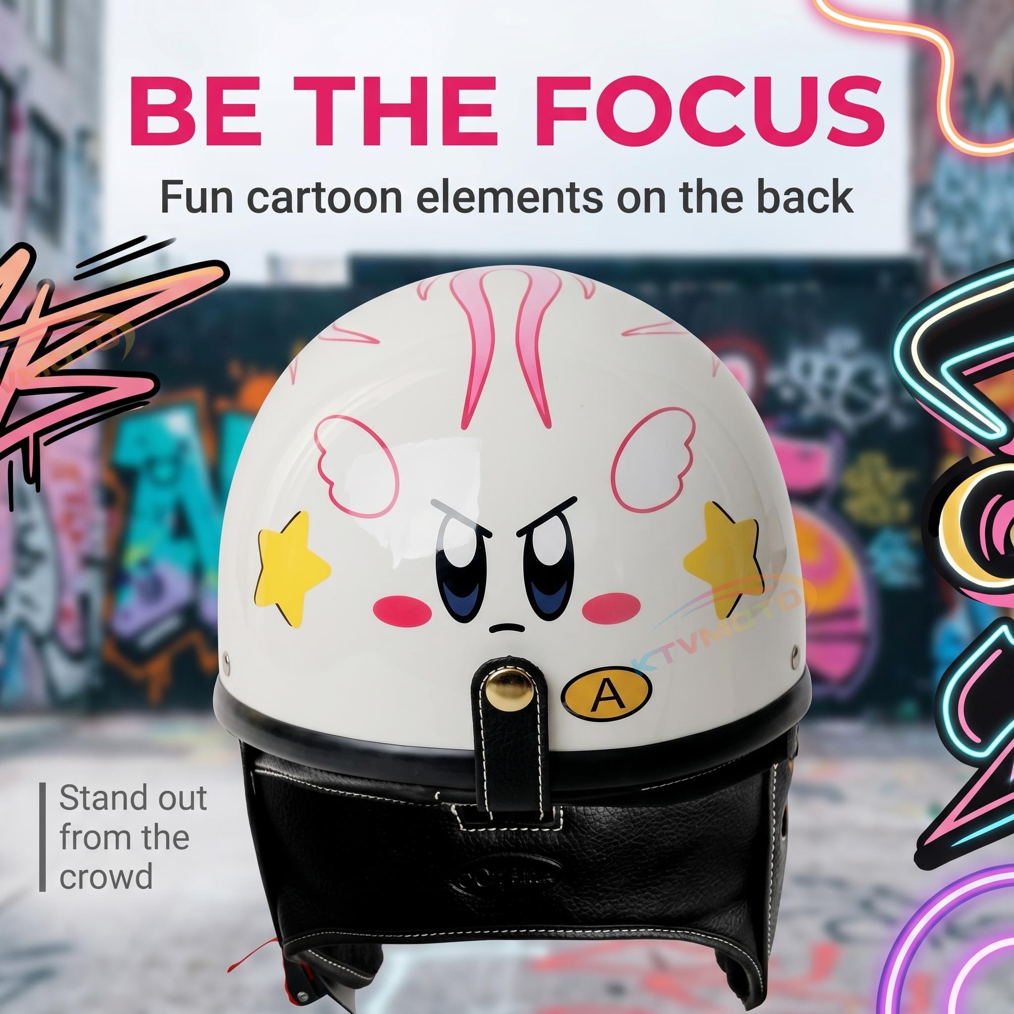 Pink Flame Open Face Motorcycle Helmet for Women Scooter-I39