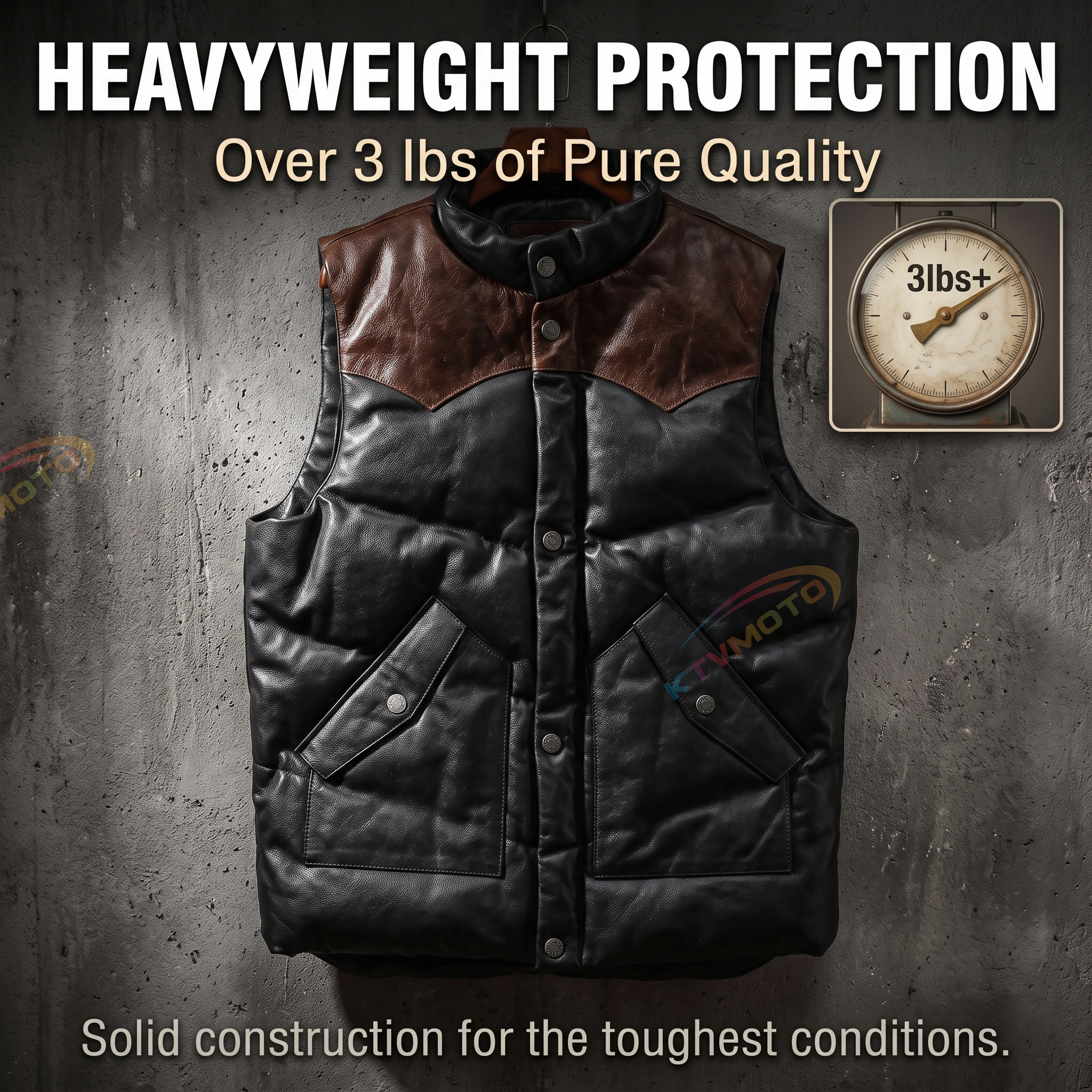 Stand collar casual sports color matching white duck down thickened cowhide vest-A35