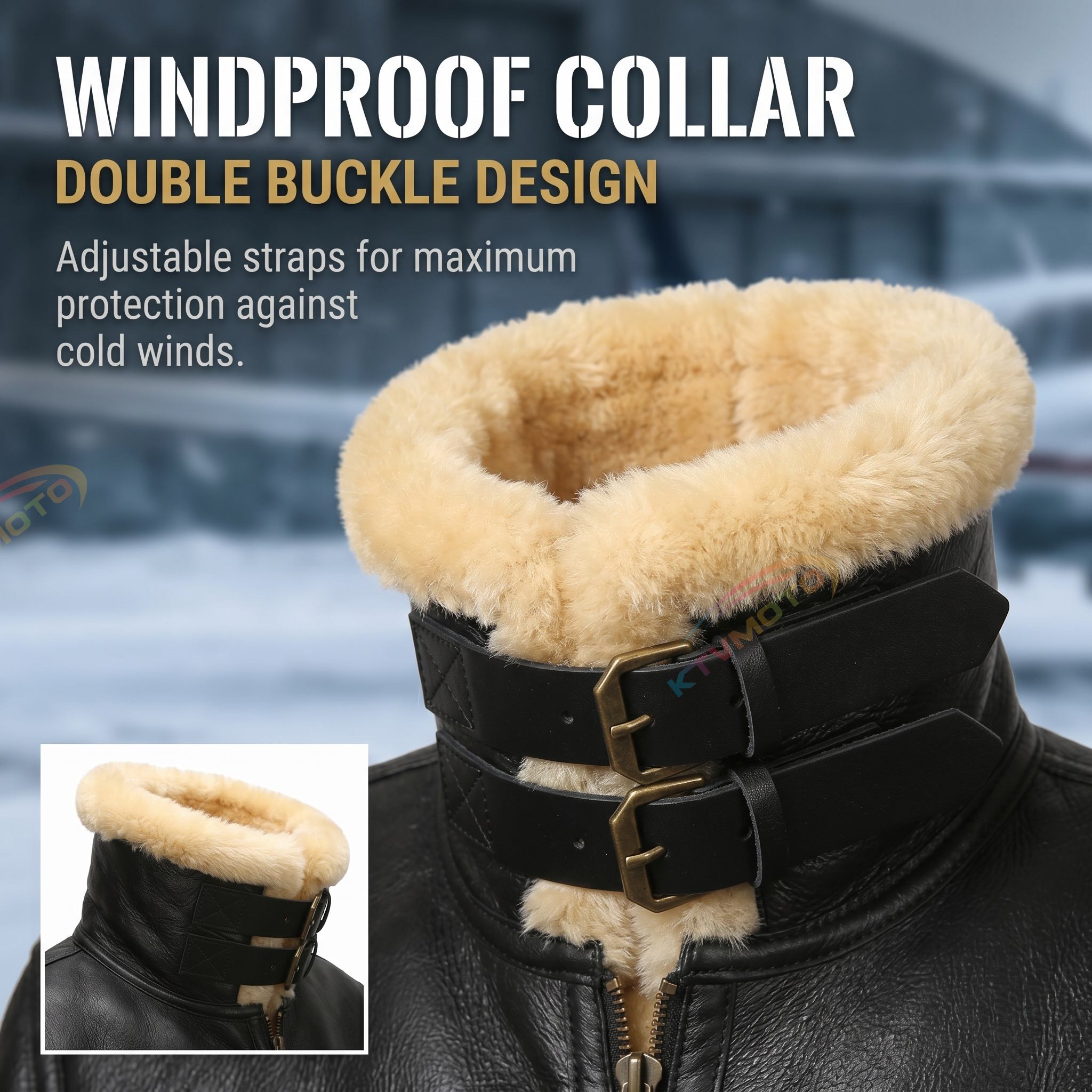Genuine Sheepskin Bomber Jacket Military Fur-A04