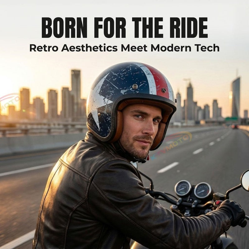 Retro star-shaped convertible motorcycle helmet – I57