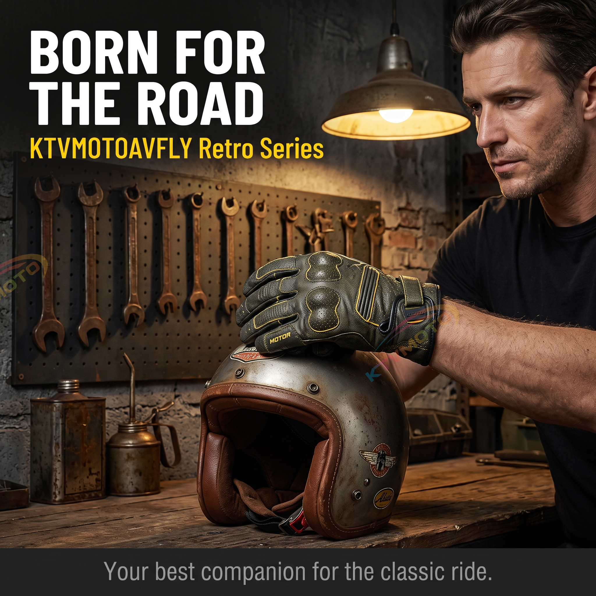 Genuine Leather Retro Motorcycle Gloves-G78