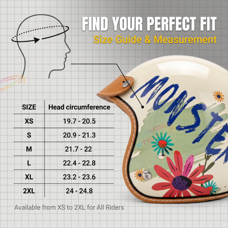 Retro floral graffiti motorcycle helmet-I54