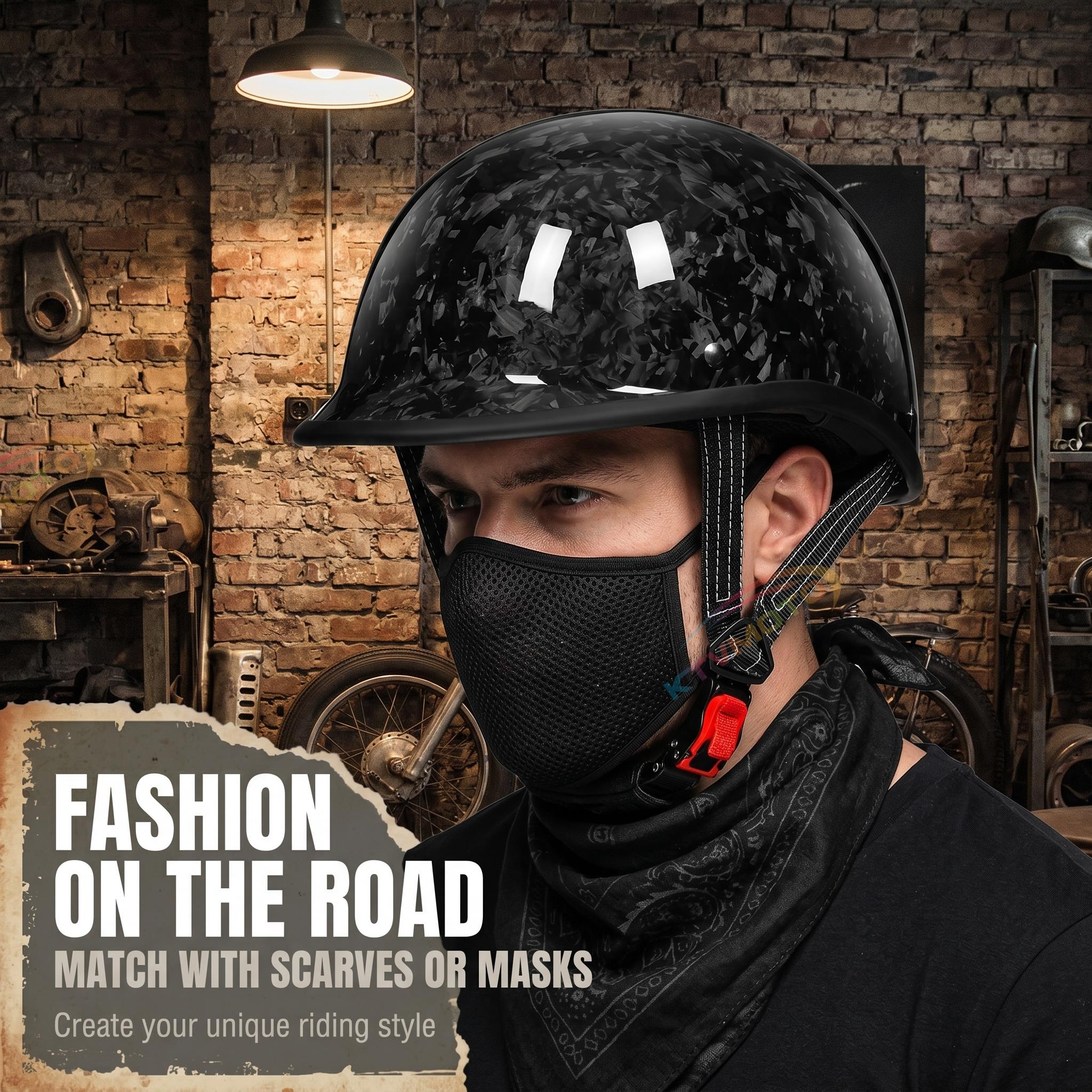 Carbon fiber motorcycle half-helmet cruiser helmet-I52