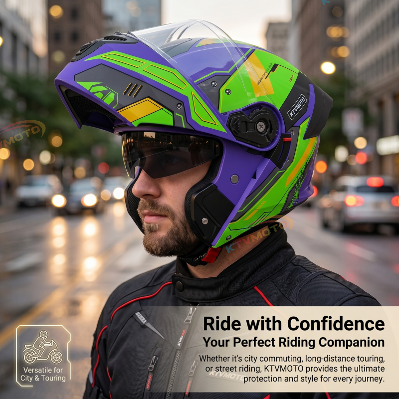 Mech-style modular motorcycle helmet-I118