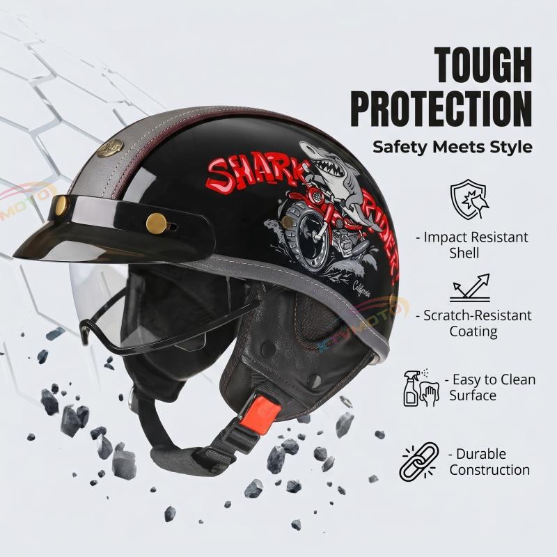 Retro-style cruiser motorcycle helmet-I50