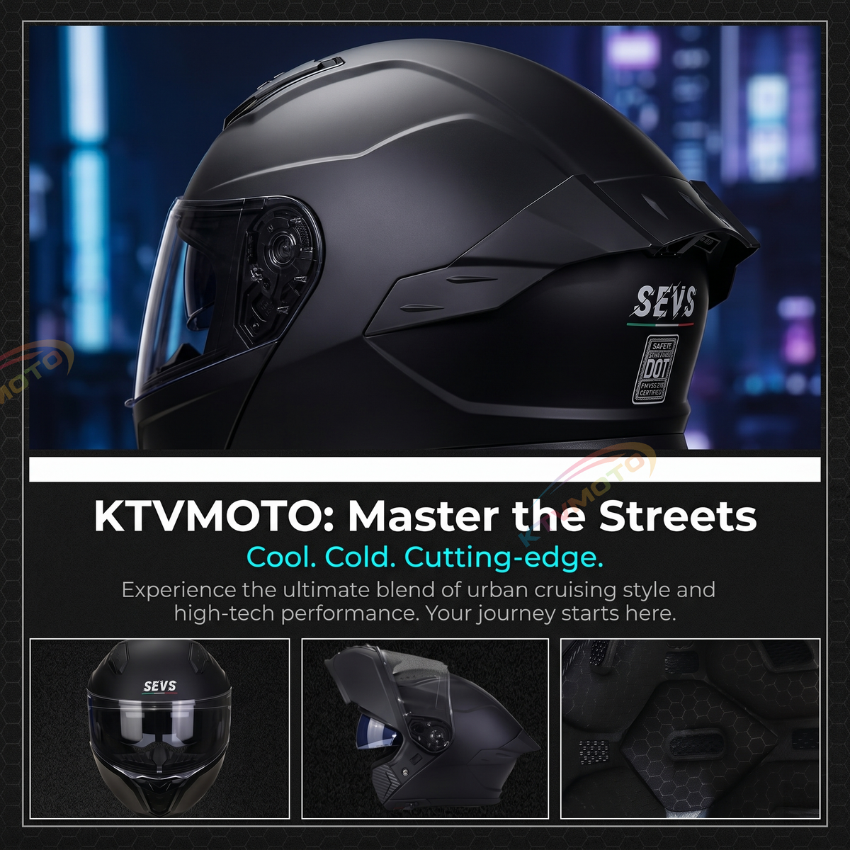 Flip-Up Modular Motorcycle Helmet — Dual Visors-I88