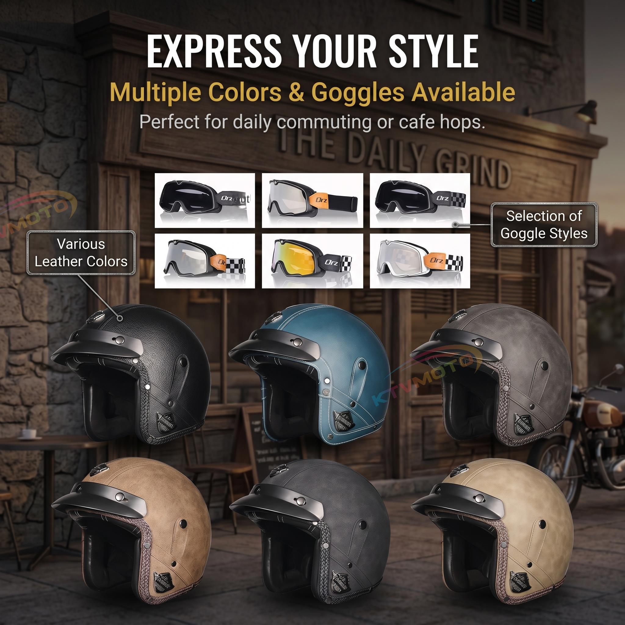 Retro lightweight open-face motorcycle helmet-I26