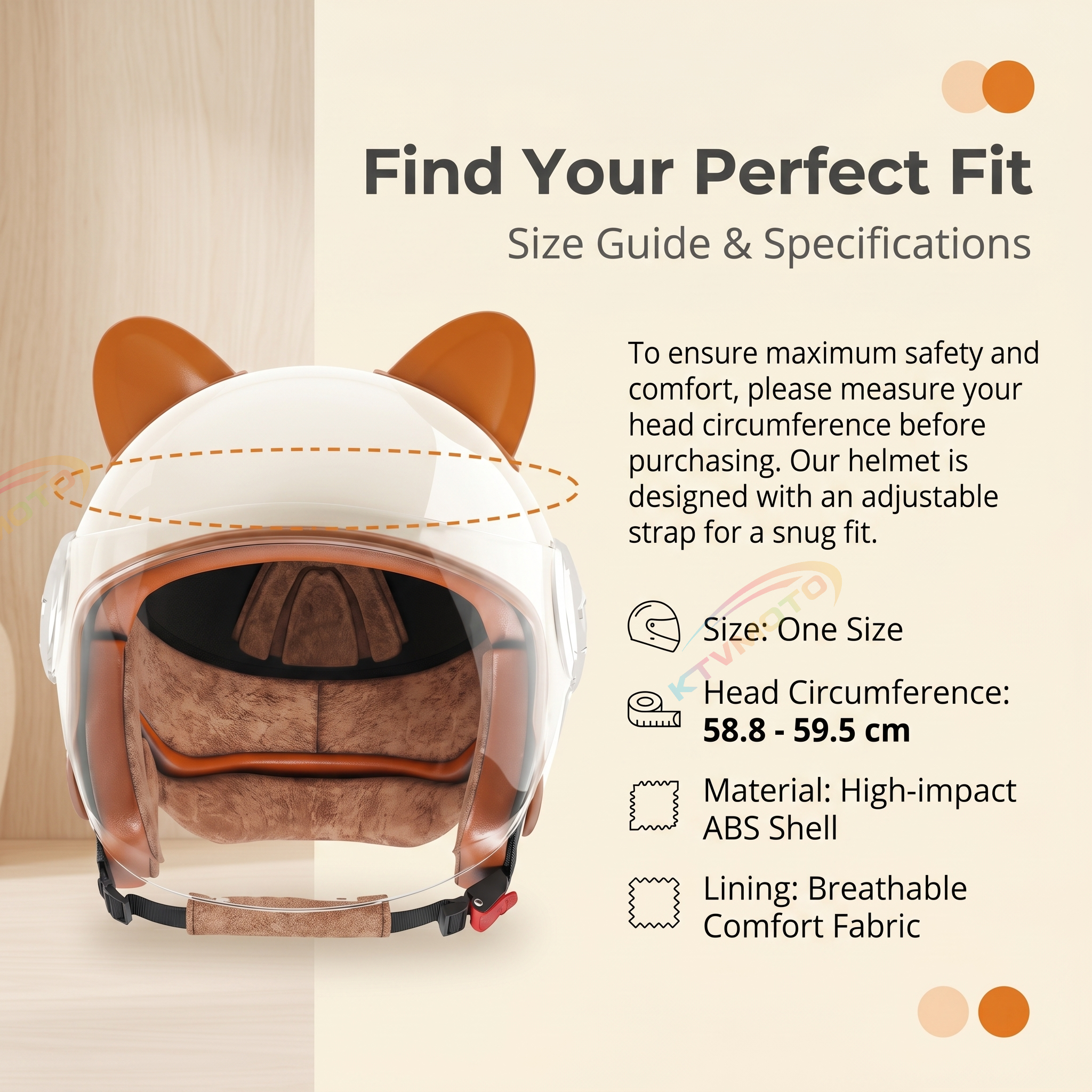 Cute cat ear three-quarter helmet for kids-I80