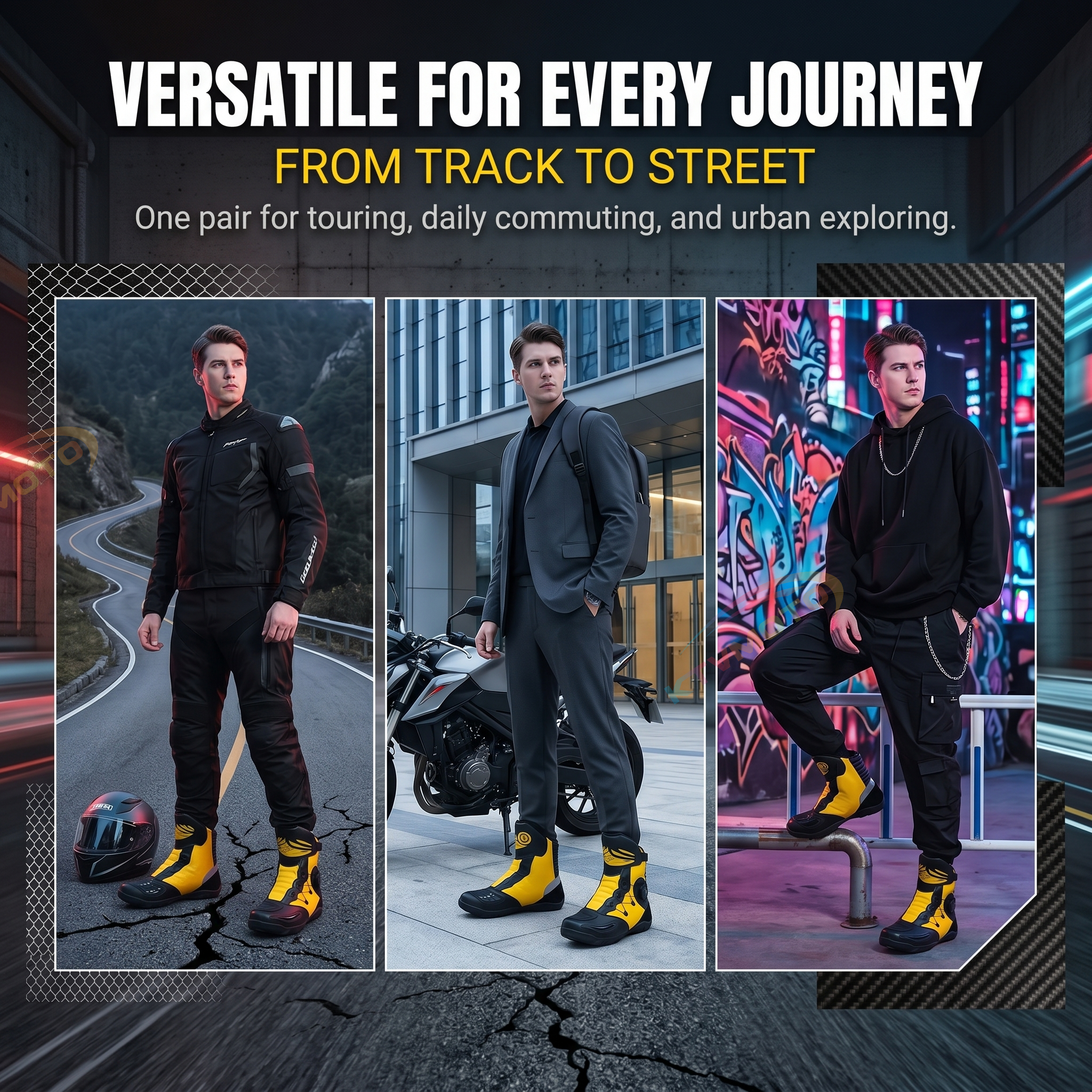 High-top motorcycle riding boots-K134