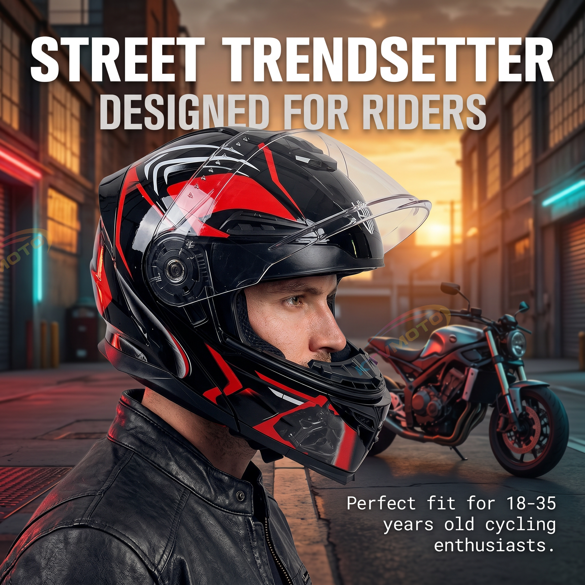 Flip-top motorcycle helmet, dual-lens full-face helmet-I65