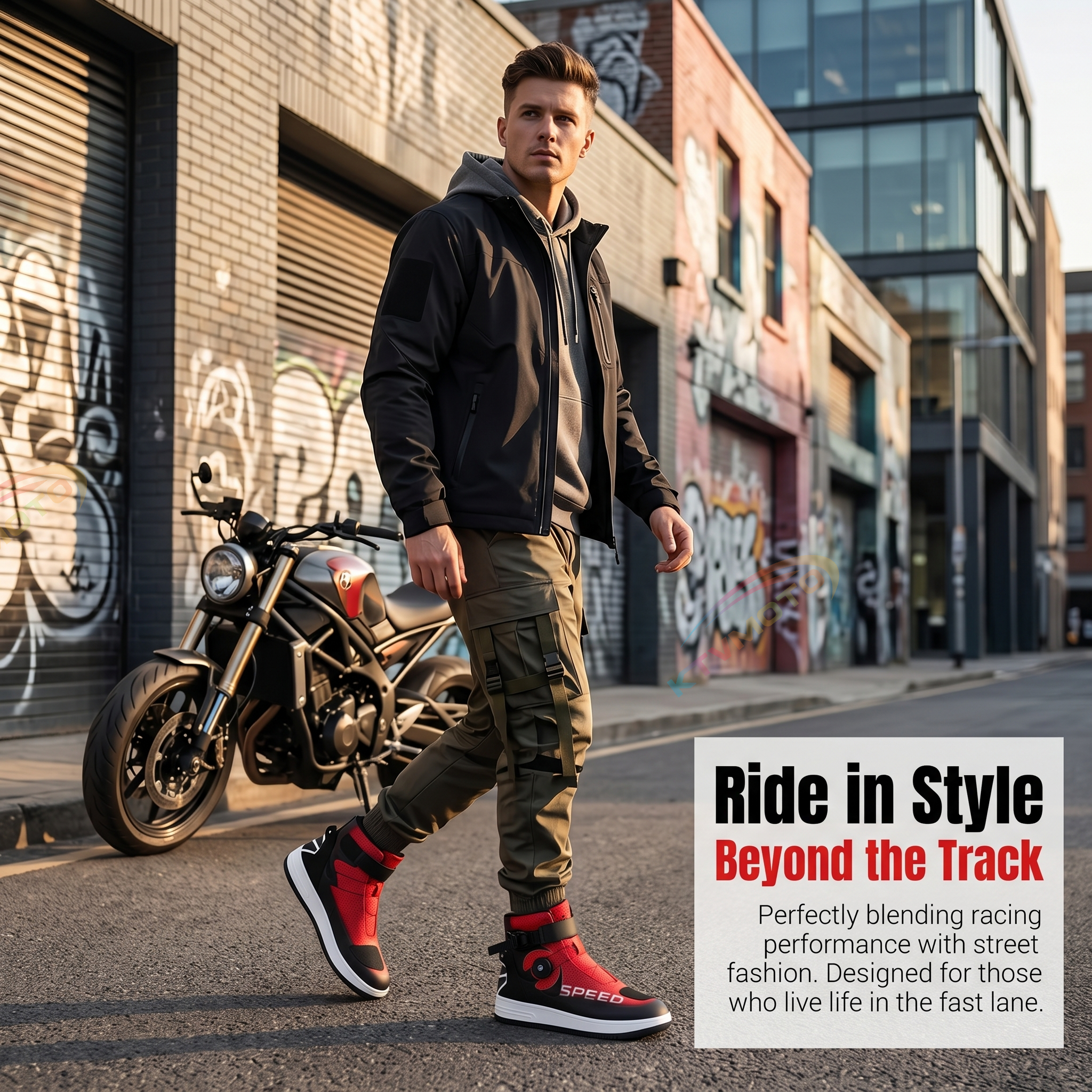 High-top motorcycle sneakers-K111