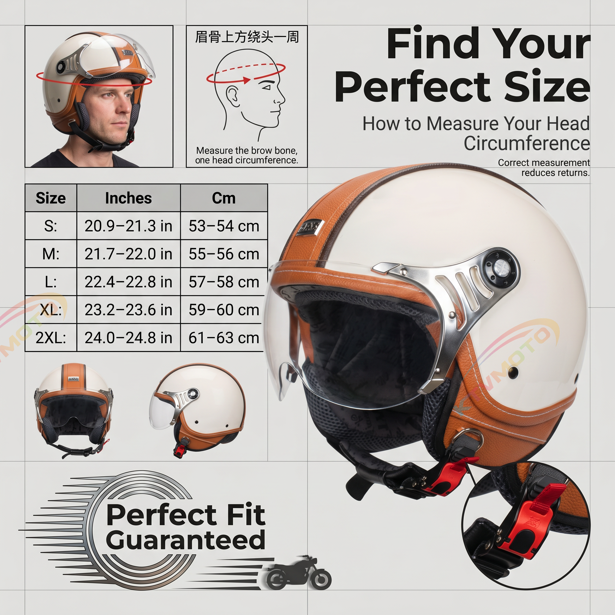 Retro leather open-face motorcycle helmet scooter gear – I53